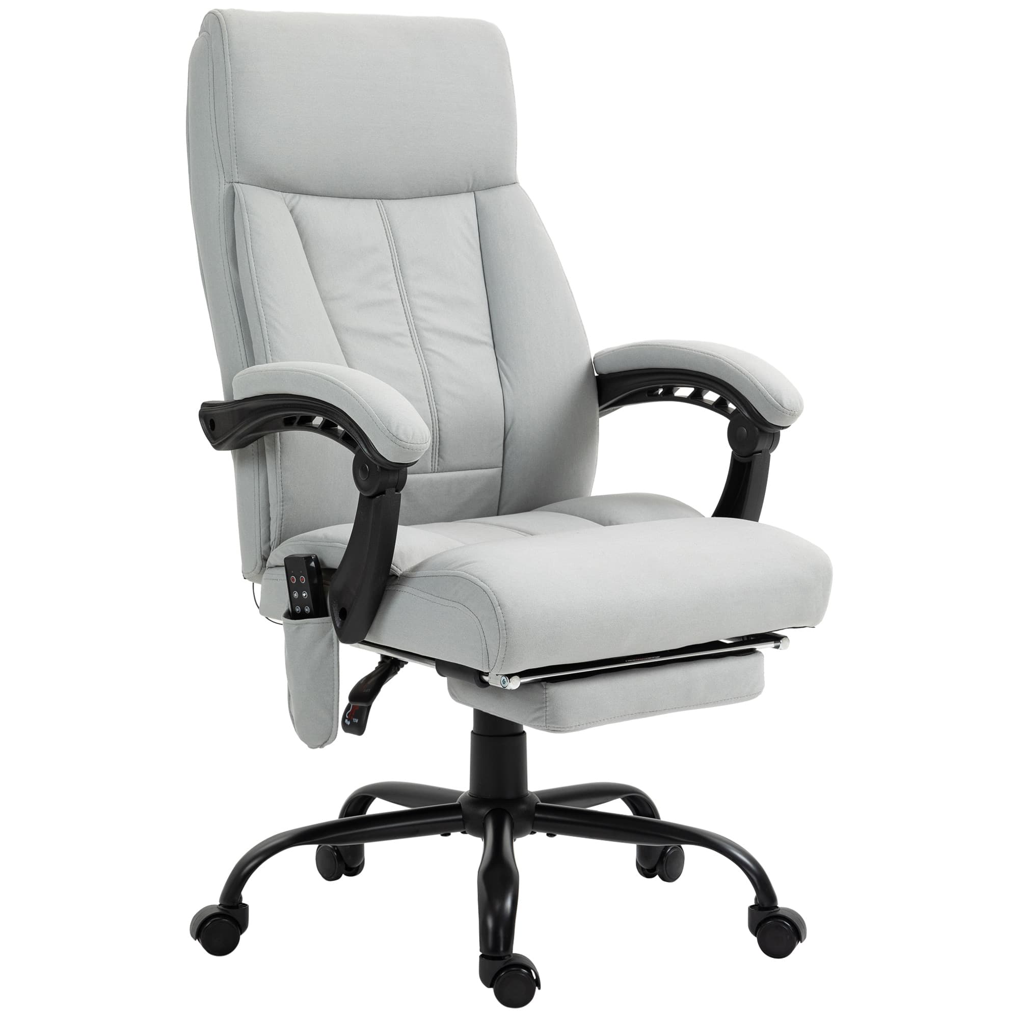 Vinsetto Fauteuil de Bureau avec Fonction Massage & Chauffage, Repose-pieds, jusqu'à 120 kg, Gris