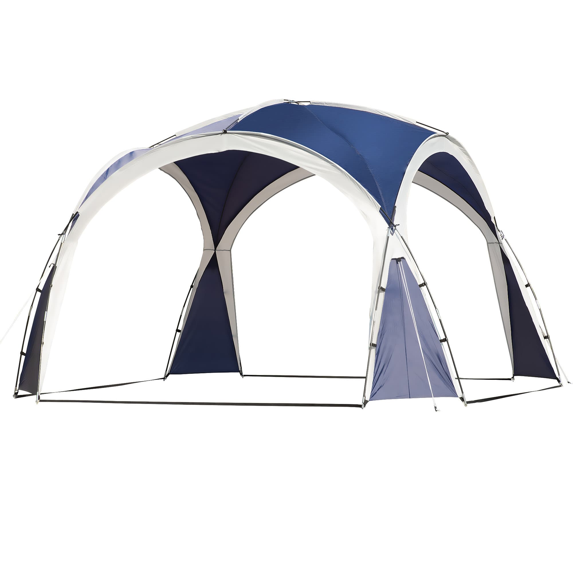 Outsunny Tente dôme pour 6-8 personnes, Pavillon, Protection contre le soleil et les averses, 3,5 x 3,5 x 2,22 m, Bleu+Gris