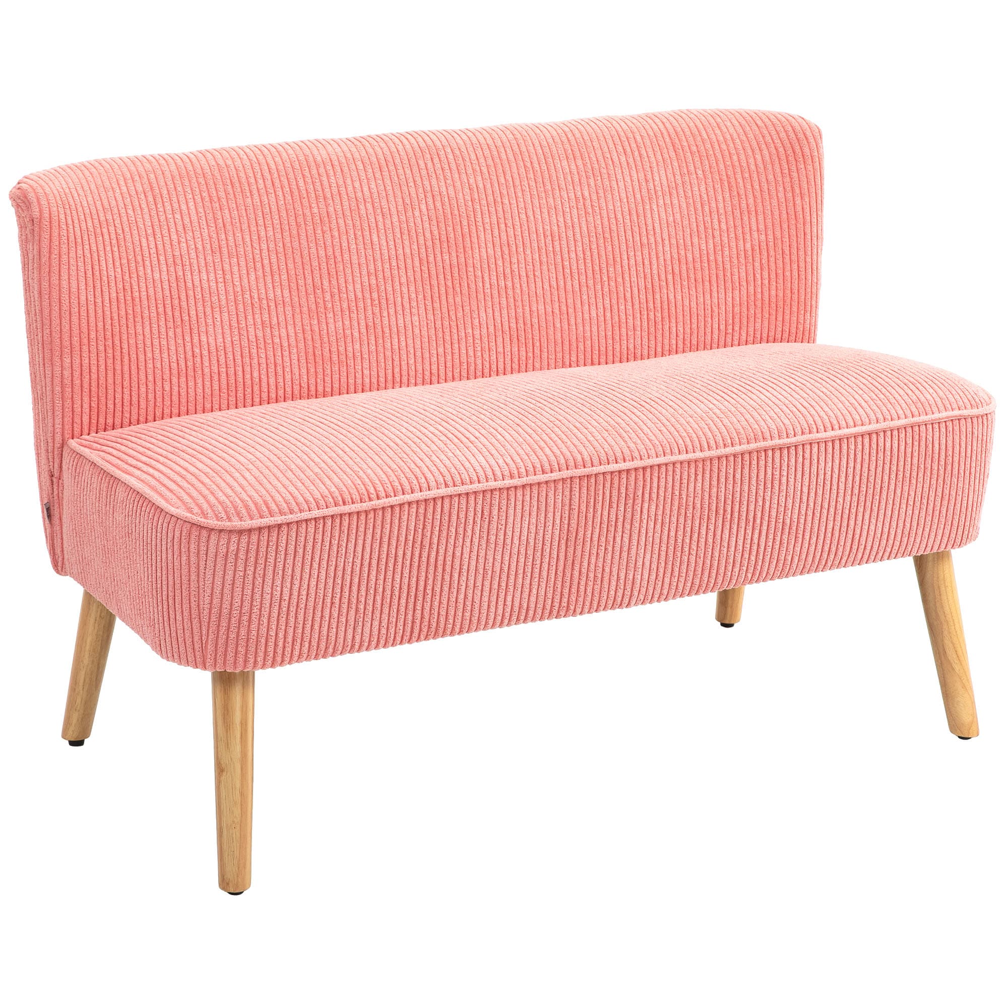HOMCOM Canapé deux places, design scandinave élégant, cadre en bois massif, jusqu'à 150 kg, 117 x 56,5 x 77 cm, Rose