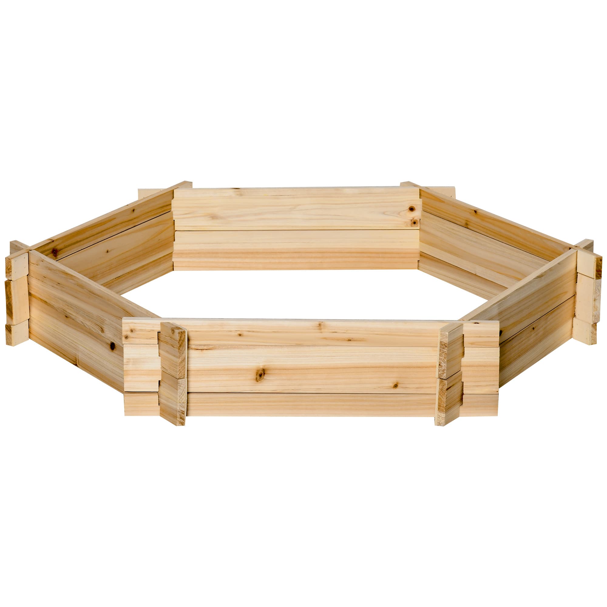 Outsunny Jardinière surélevée hexagonale DIY Bac à Plantes en Bois pour Jardin Balcon Naturel 100 x 92 x 16 cm