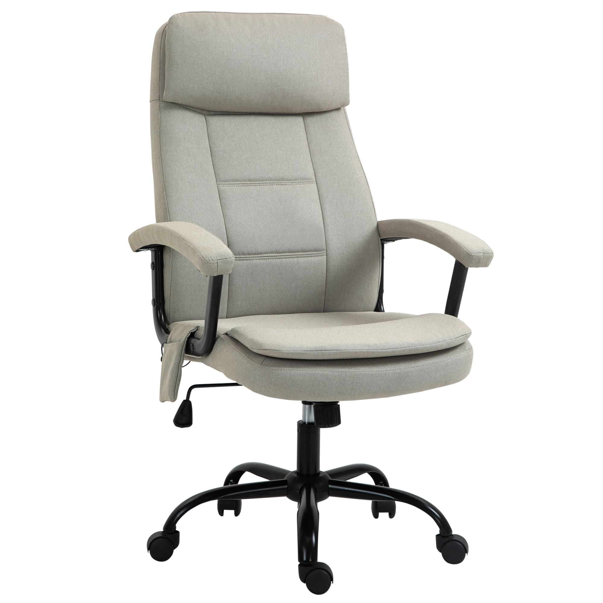 Vinsetto Chaise de Bureau Massage siège de Bureau de Direction réglable Chaise de Gaming avec Fonction de Massage, Fauteuil de Bureau Ergonomique de Massage pour Lombaire Sensation de Lin Beige 63 x 70 x 112-121 cm