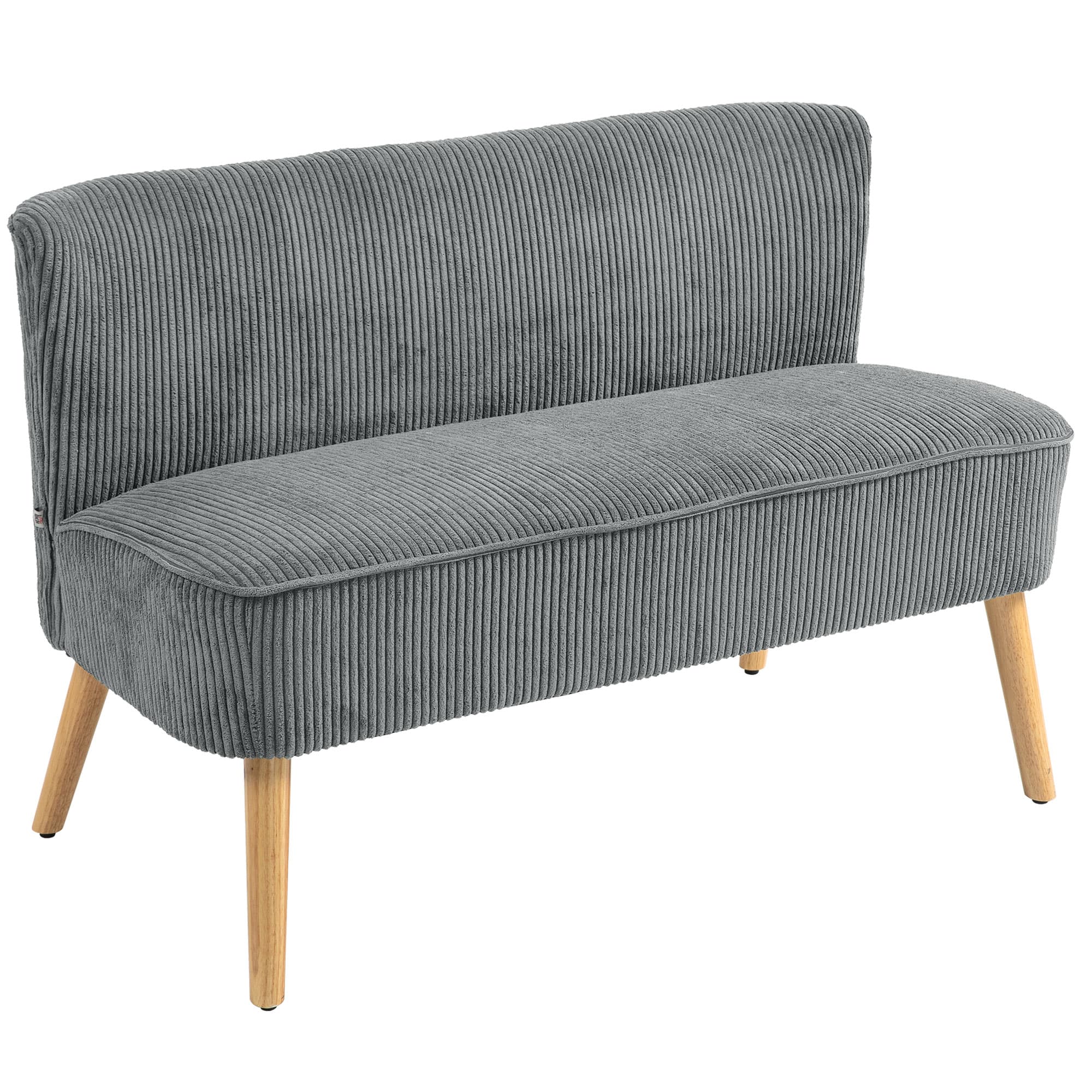 HOMCOM Canapé 2 places rembourré, bois, polyester velours, mousse, 117 x 56,5 x 77 cm, Gris