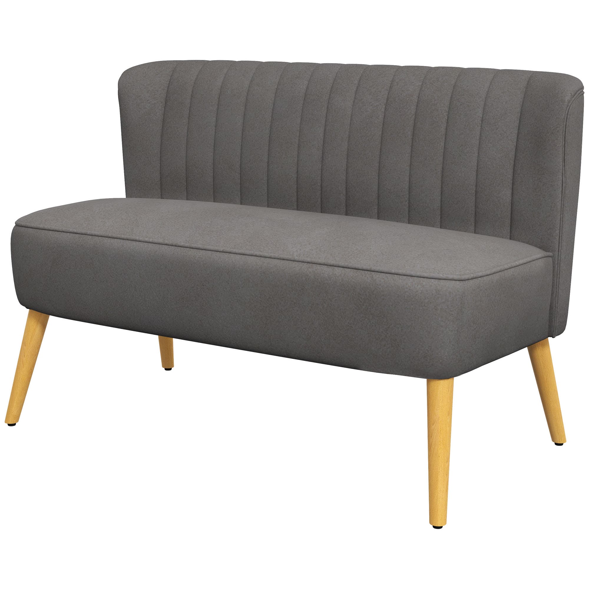 HOMCOM Canapé design rétro 2 places, pieds en bois, 117 cm x 56,5 cm x 77 cm, Gris foncé