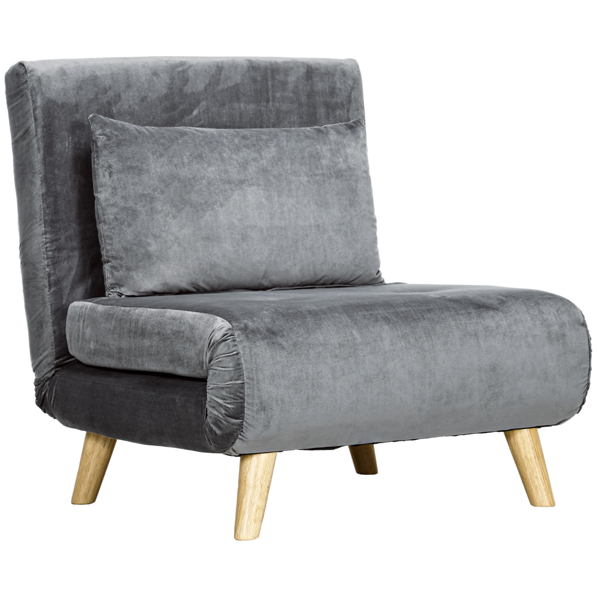 HOMCOM Sessel pliant 2-en-1, Fauteuil de détente, Lit d'appoint, 72 cm x 78 cm x 79 cm, Gris