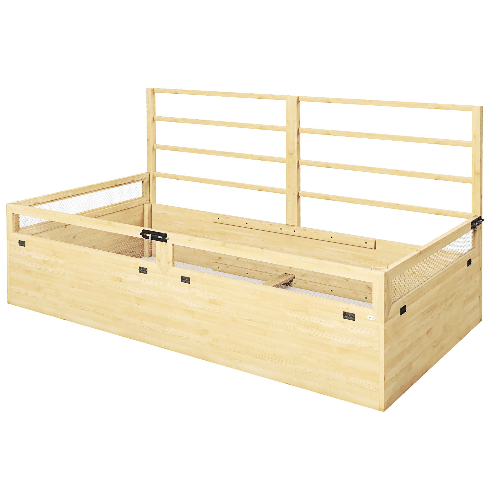 Outsunny Jardinière surélevée en bois pour plantes aromatiques, résistante aux intempéries, avec 1 treillis, 183 x 98,5 x 95 cm, Bois naturel