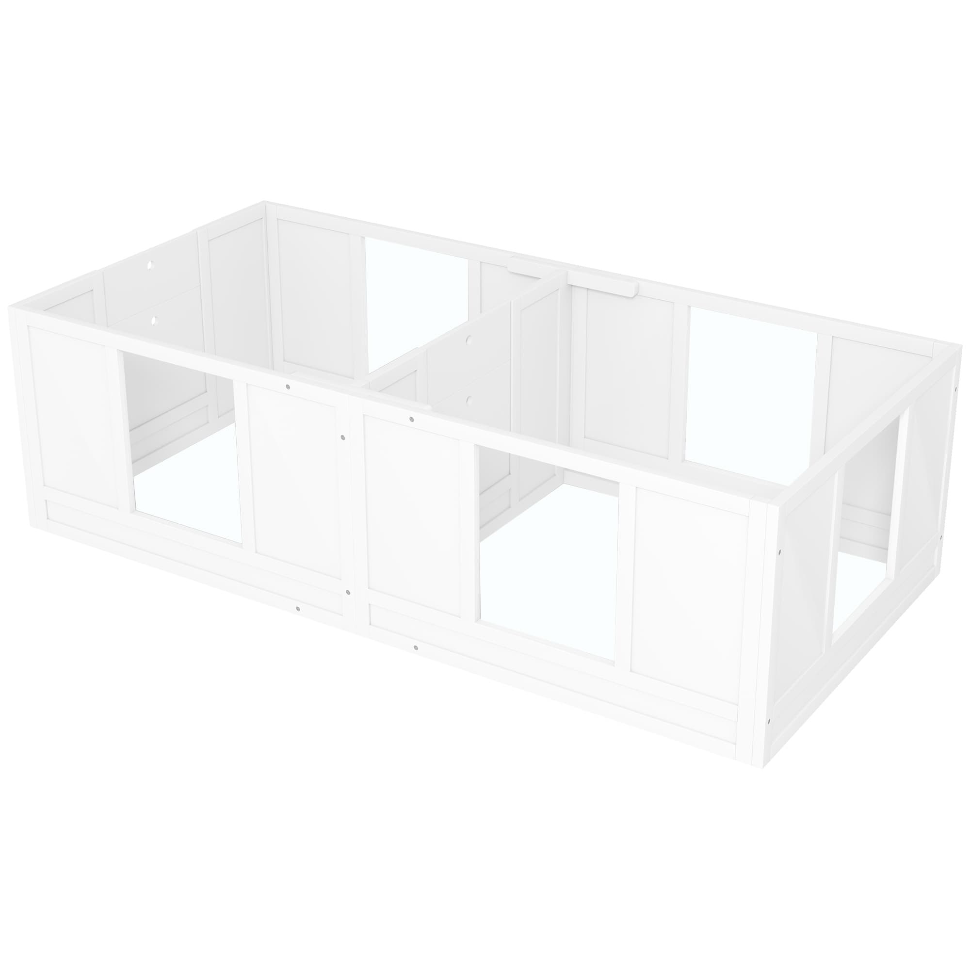 PawHut Caisse pour Chiots, avec Panneaux Transparents, Design à 2 Pièces, pour Petits Chiens
