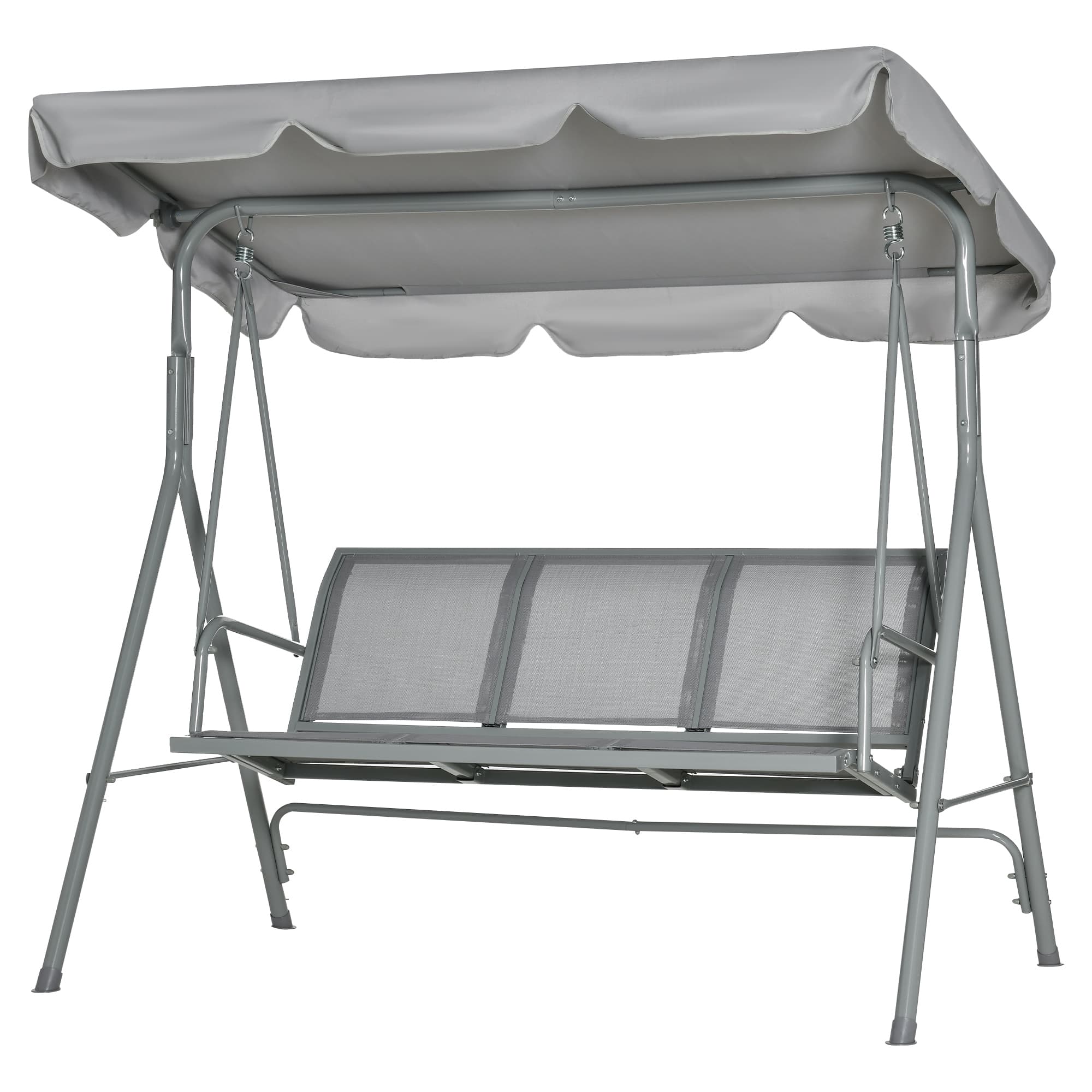 Balançoire de jardin 3 places Hollywoodschaukel avec toit en métal gris+argent 170 x 110 x 153 cm
