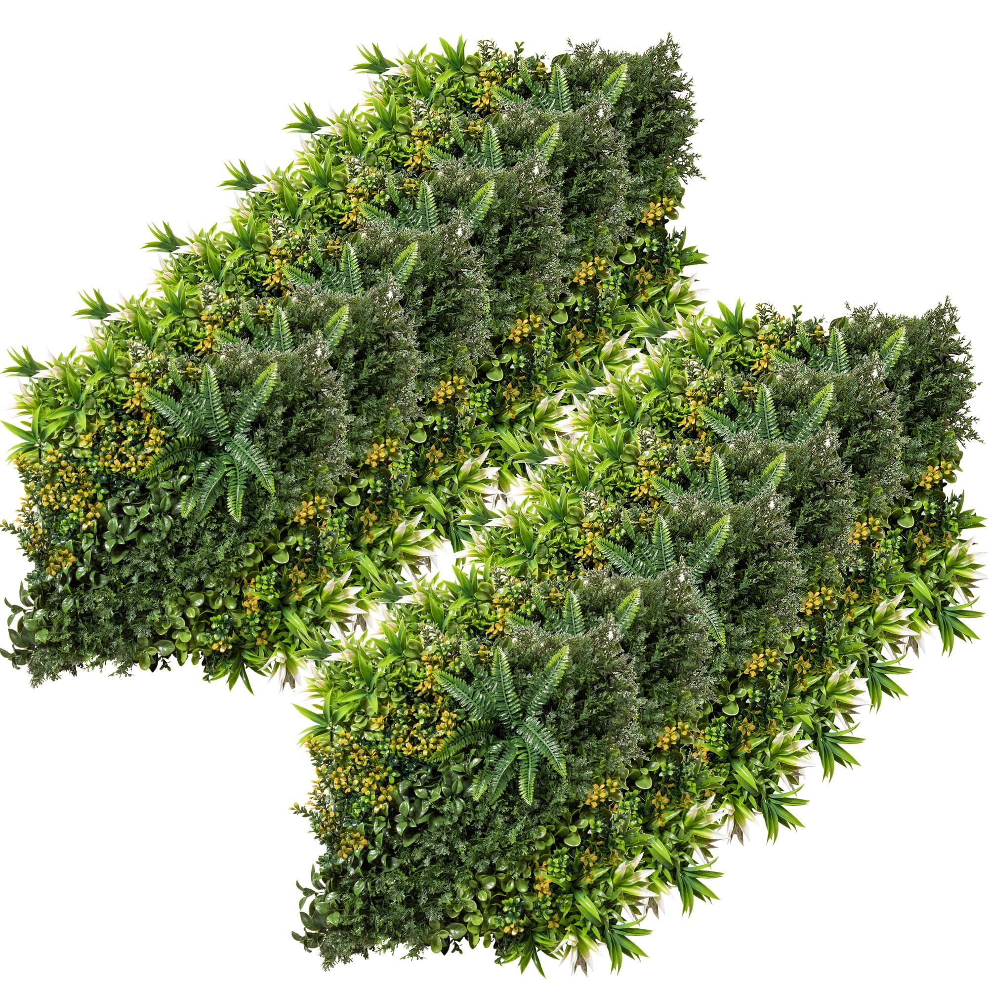 Outsunny 12 Pièces Haie Artificielle Mur Végétal 50x50 cm Protection UV Brise-vue Design Multi-feuilles Plante Artificielle pour Décoration de Jardin Extérieur