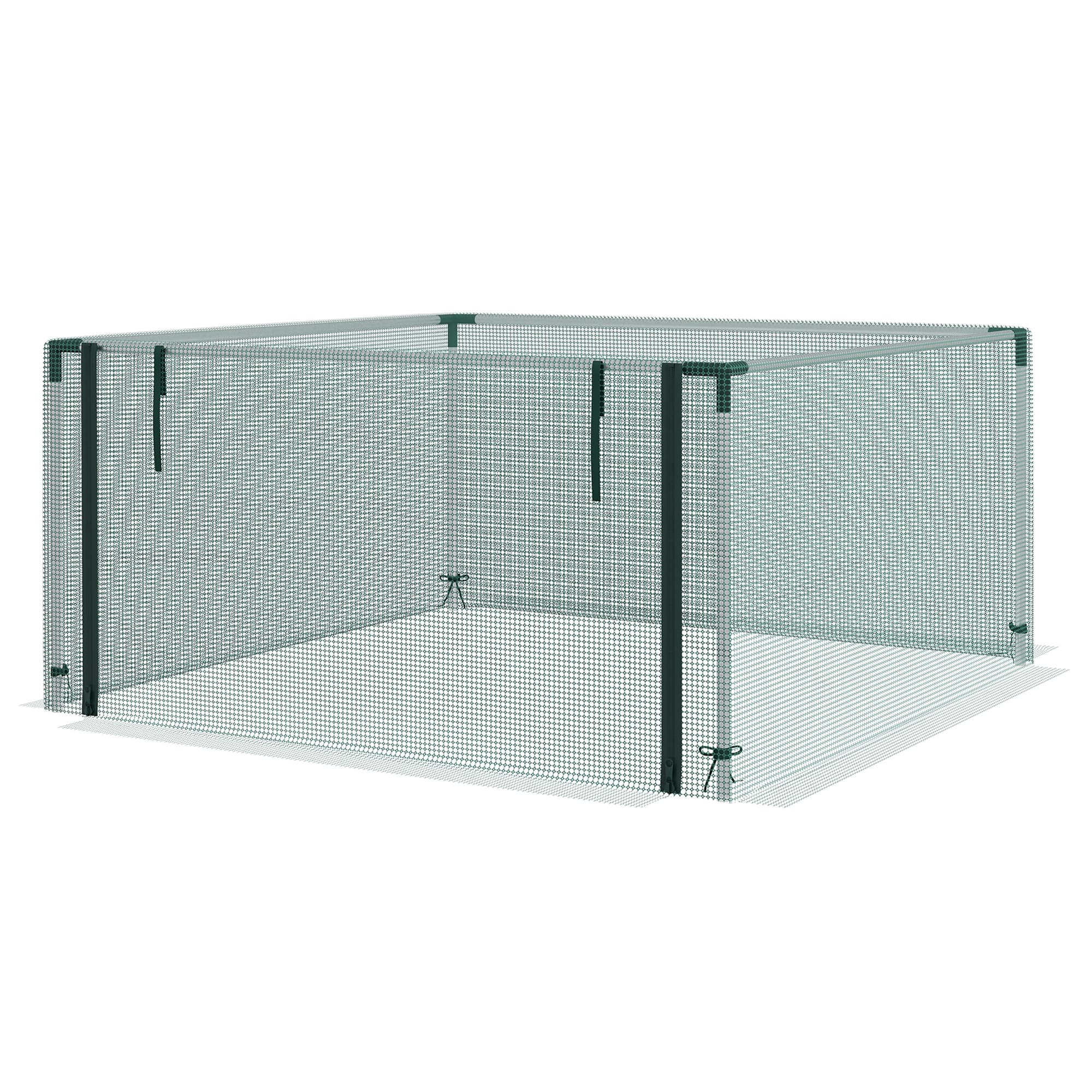 Outsunny Filet de Protection des Plantes, Protection des Légumes, Porte à Fermeture à Glissière, Cadre en Acier, 125x125x62,5 cm, Vert/Argent