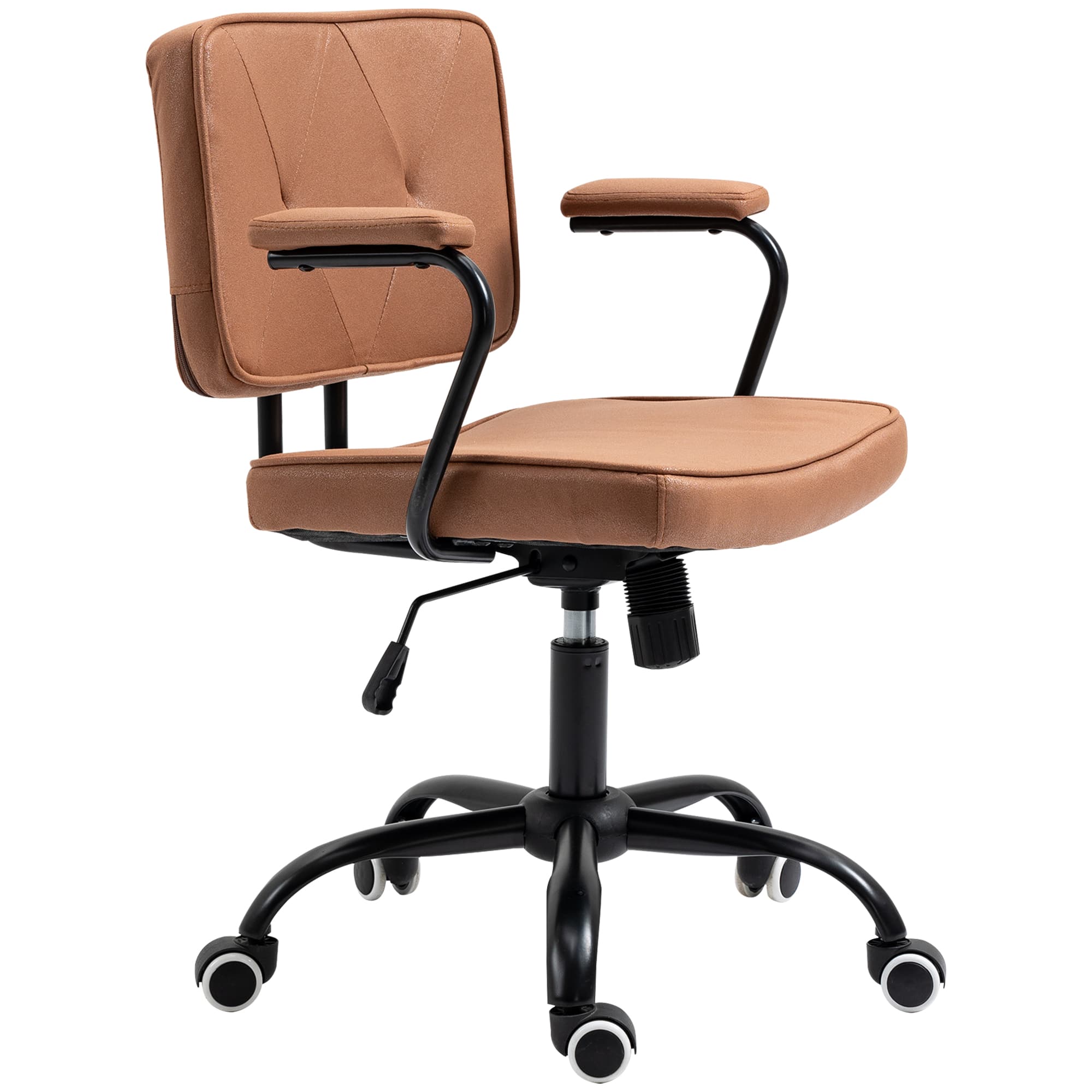 Vinsetto Fauteuil de Bureau avec Roulettes Chaise de Bureau Réglable en Hauteur avec Fonction Bascule 360° Rotation Inclinable Mousse Brun 61 x 58 x 82-91 cm