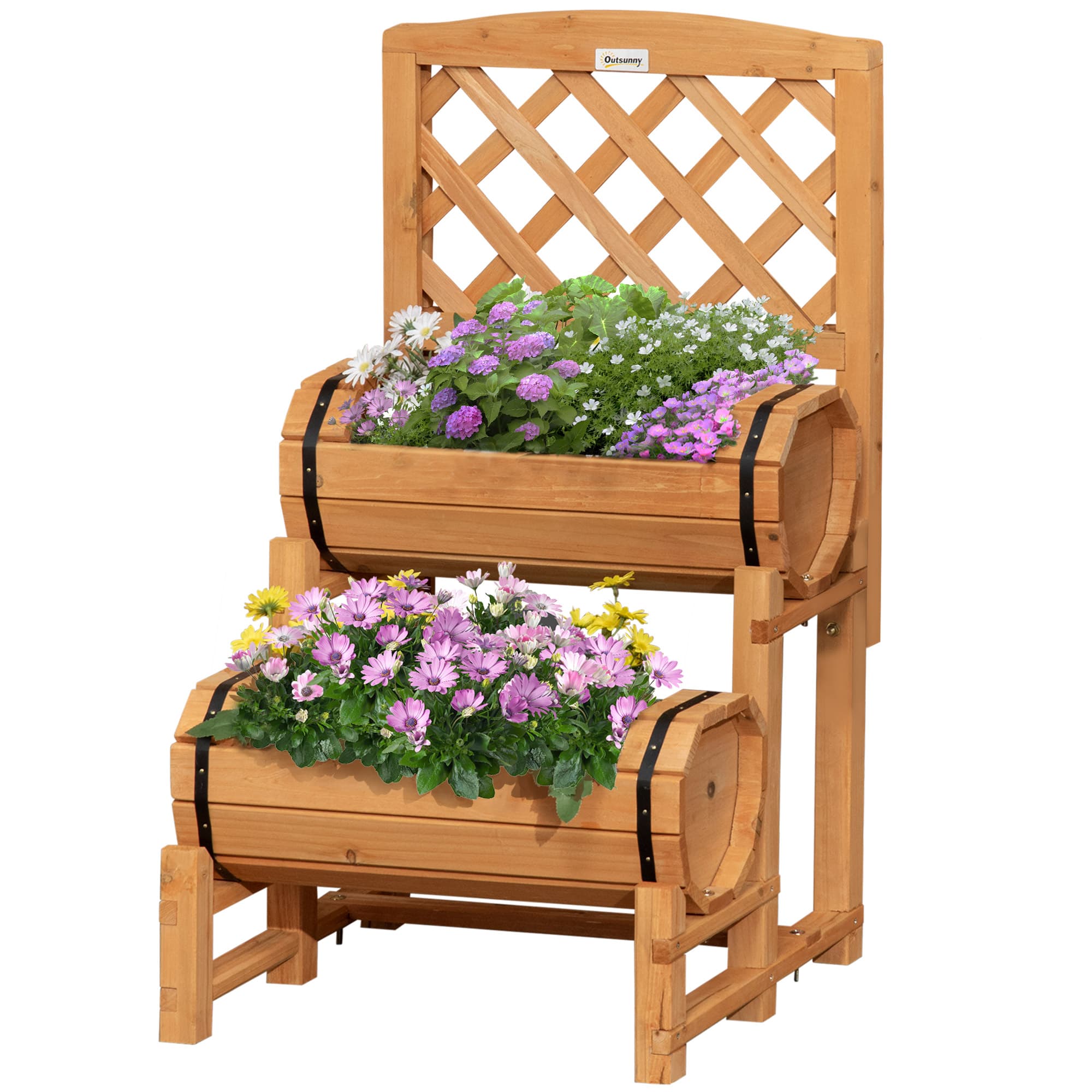 Outsunny Potager surélevé au design rustique, bac à plantes, avec treille, résistant aux intempéries, en bois massif traité