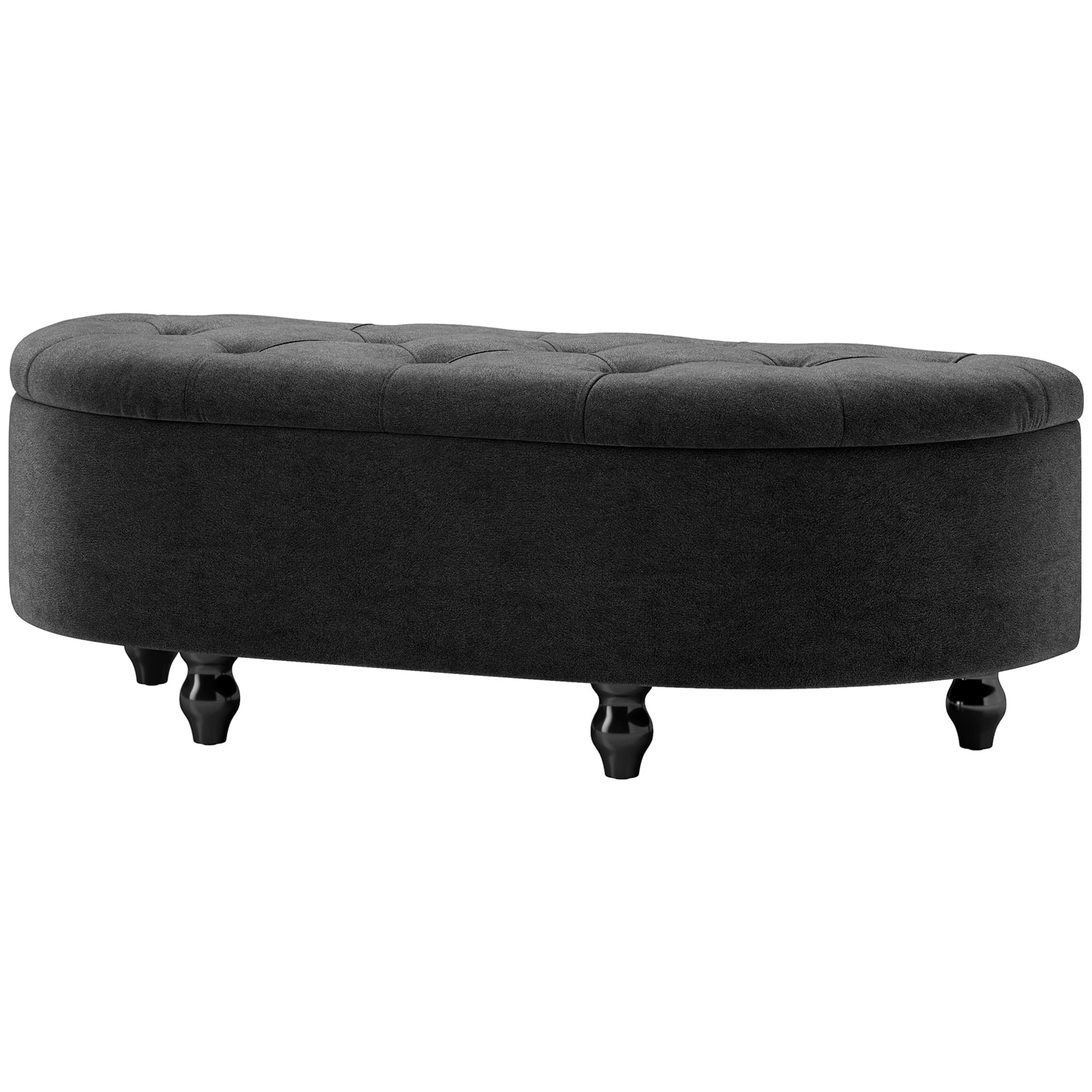 HOMCOM Tabouret de rangement, Banc coffre, rembourré, couvercle soft-close, aspect velours, 120 x 46 x 42 cm, Gris foncé