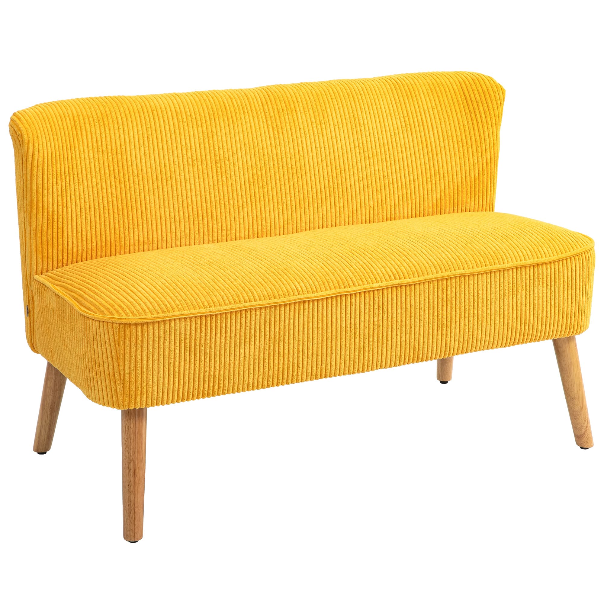 HOMCOM Canapé deux places, design scandinave élégant, cadre en bois massif, jusqu'à 150 kg, 117 x 56,5 x 77 cm, Jaune
