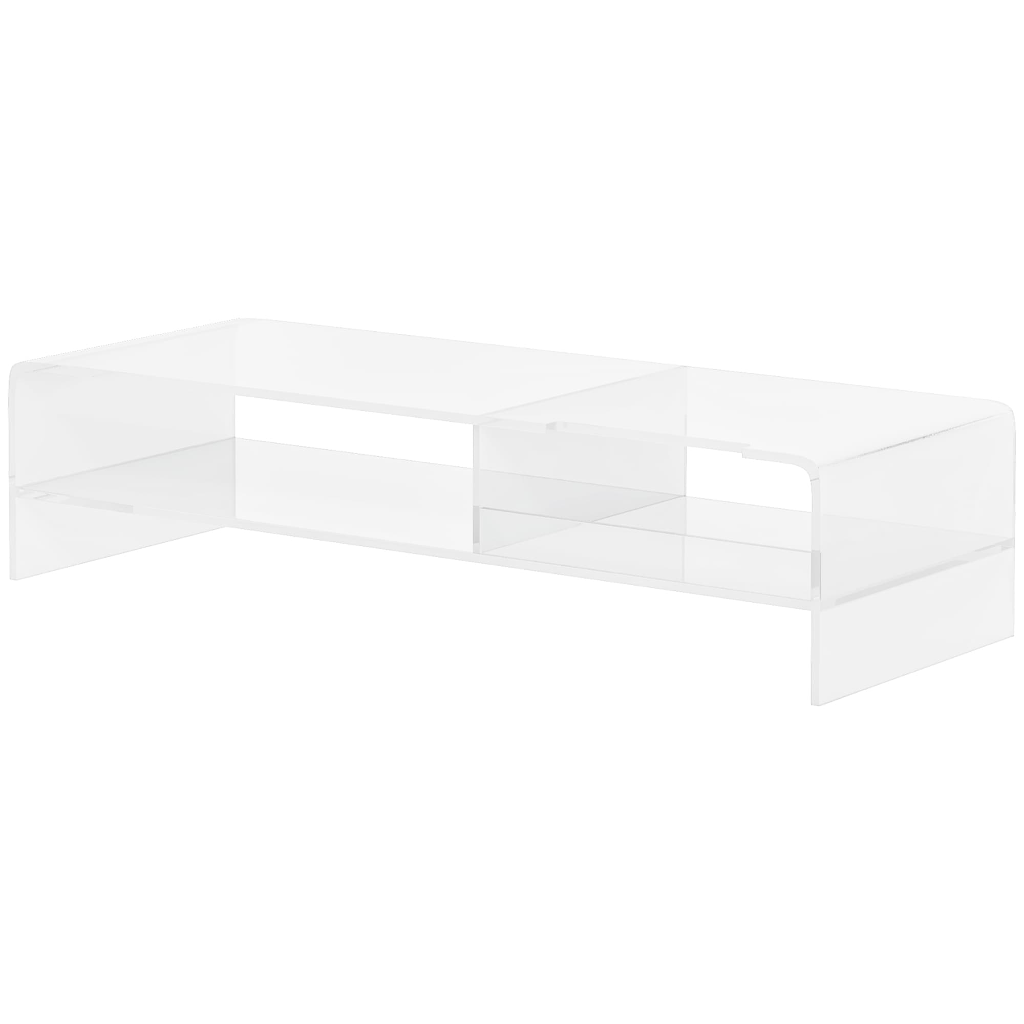 HOMCOM Support pour moniteur avec rangement pour clavier, transparent, pour moniteurs jusqu'à 24 pouces, 2 niveaux, acrylique, 50,8 x 19 x 12 cm