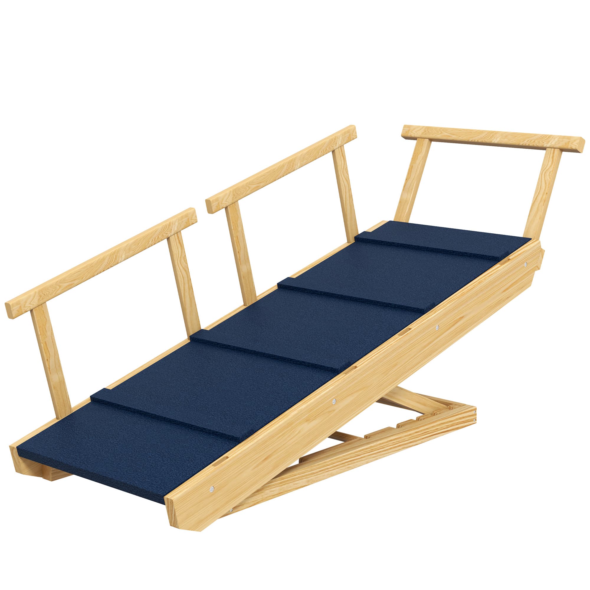 PawHut Rampe pour Chiens, Réglable en Hauteur, Pliable, avec Garde-Corps, pour Chiens jusqu'à 40kg, Cadre en Bois, 85 x 40 x 78,5 cm, Noir