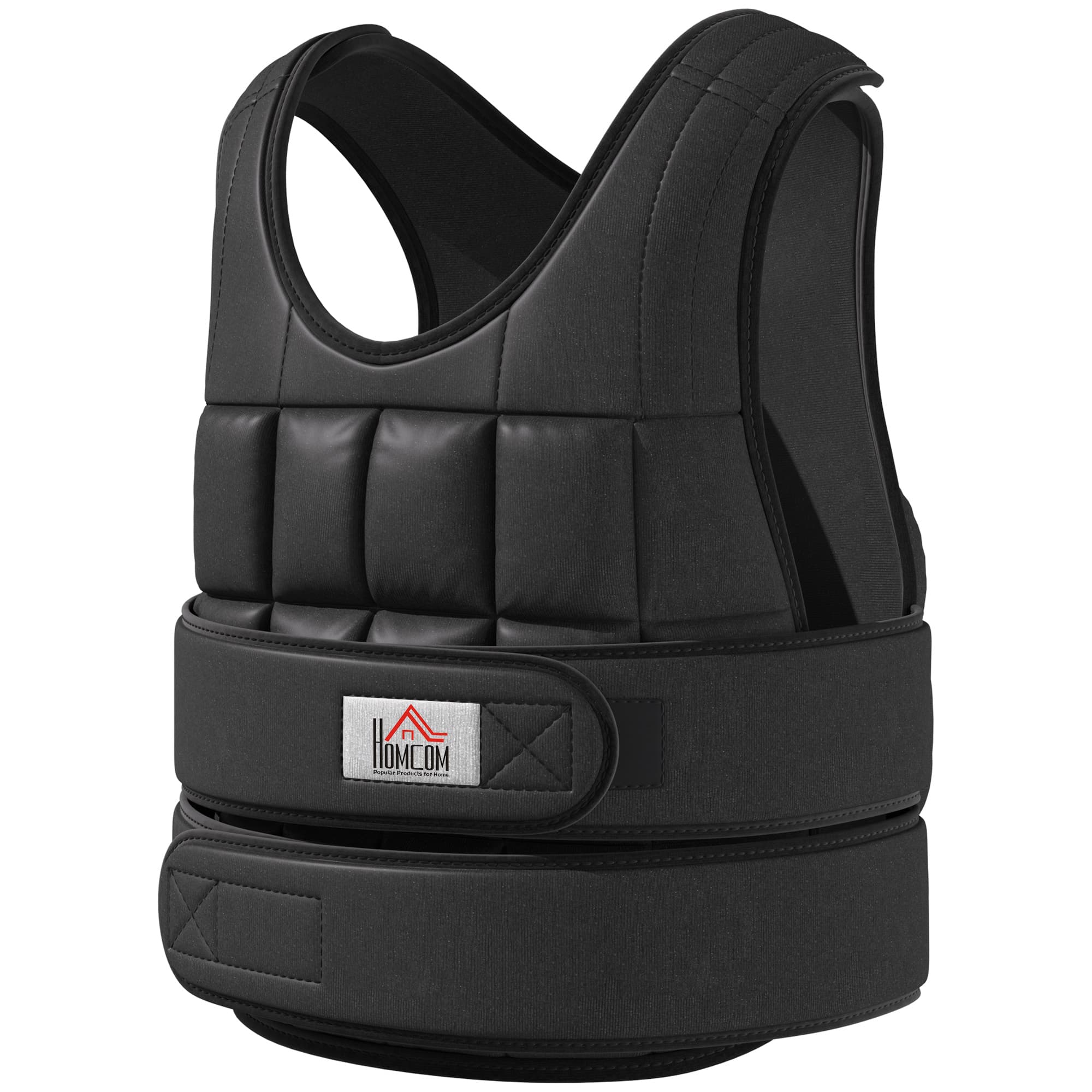 HOMCOM 30 kg Gilet de Poids Gilet d'Entraînement avec 35 Sacs de Poids Réglable Entraînement de Force Fitness Oxford Métal Noir 60 x 50 cm