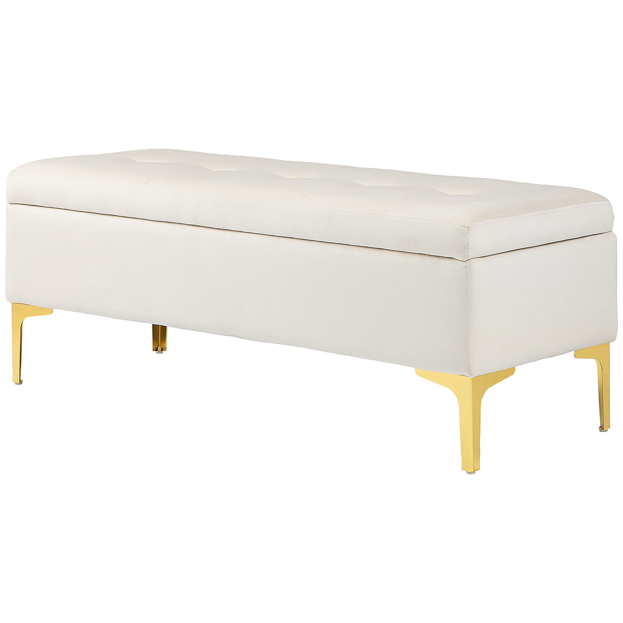 HOMCOM Banquette avec Rangement, capacité de charge jusqu'à 120 kg, 120x44x44,5 cm, Beige