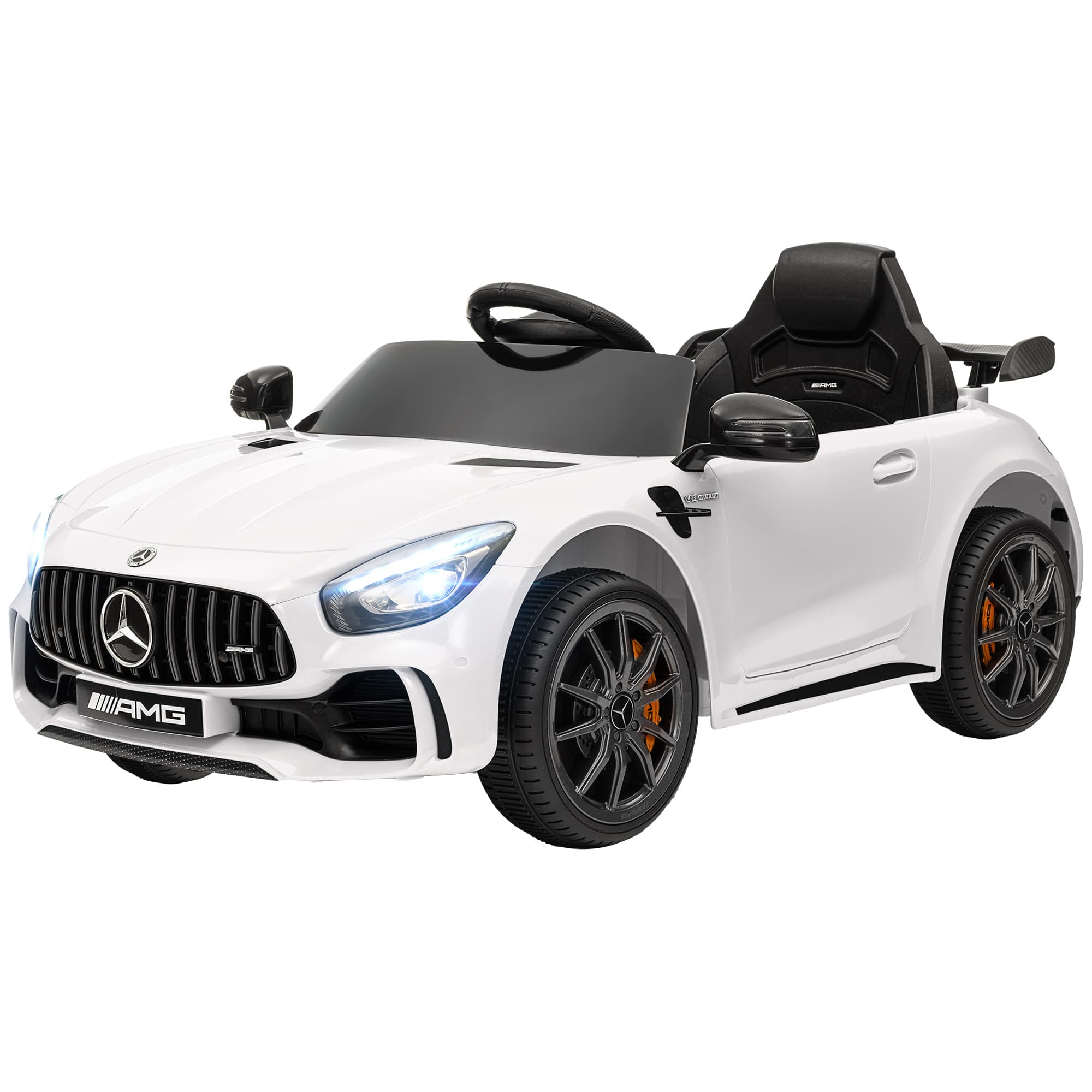 AIYAPLAY Voiture électrique enfants sous licence Mercedes-Benz AMG GTR 12V télécommande 2,4G max. 5 km/h 108 x 67 x 46 cm blanc