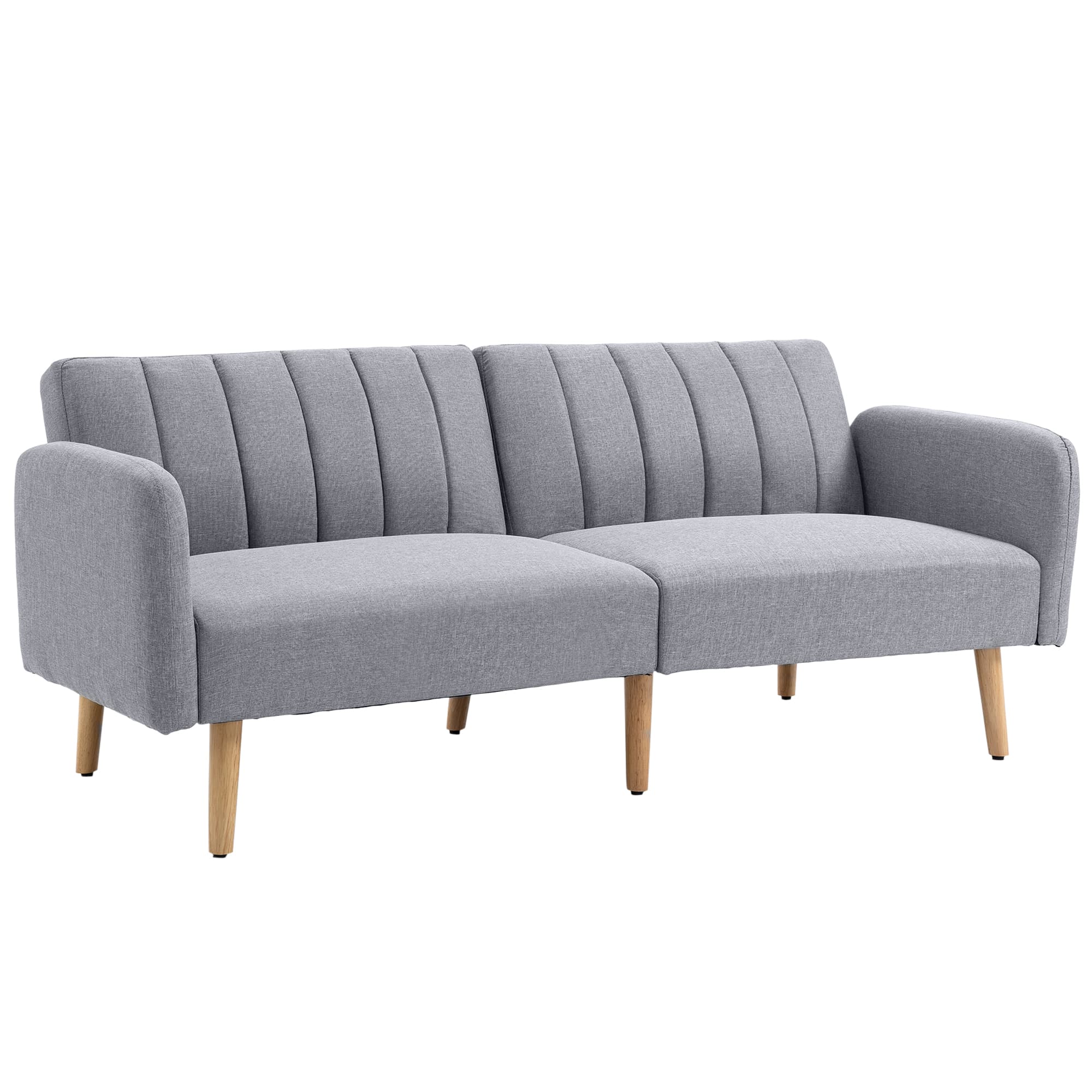 Homcom Canapé-Lit 2 Places Convertible Tissu Lin Dossier Réglable Pieds Bois Aosom France