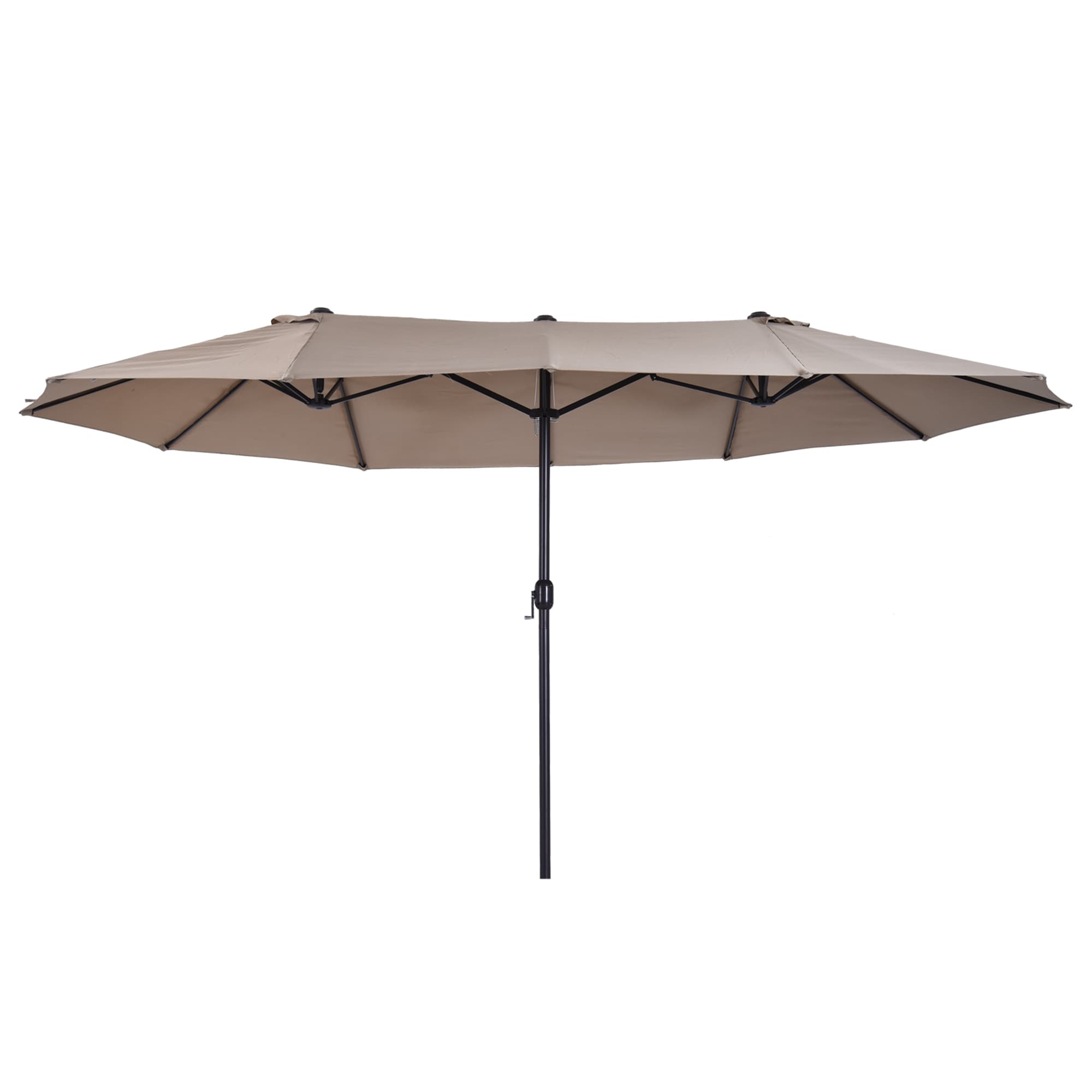 Outsunny Parasol XXL Composé de 12 entretoises en métal Tissu polyester haute densité 180 g/m2 Diamètre latérale du parasol: 2,7 m marron