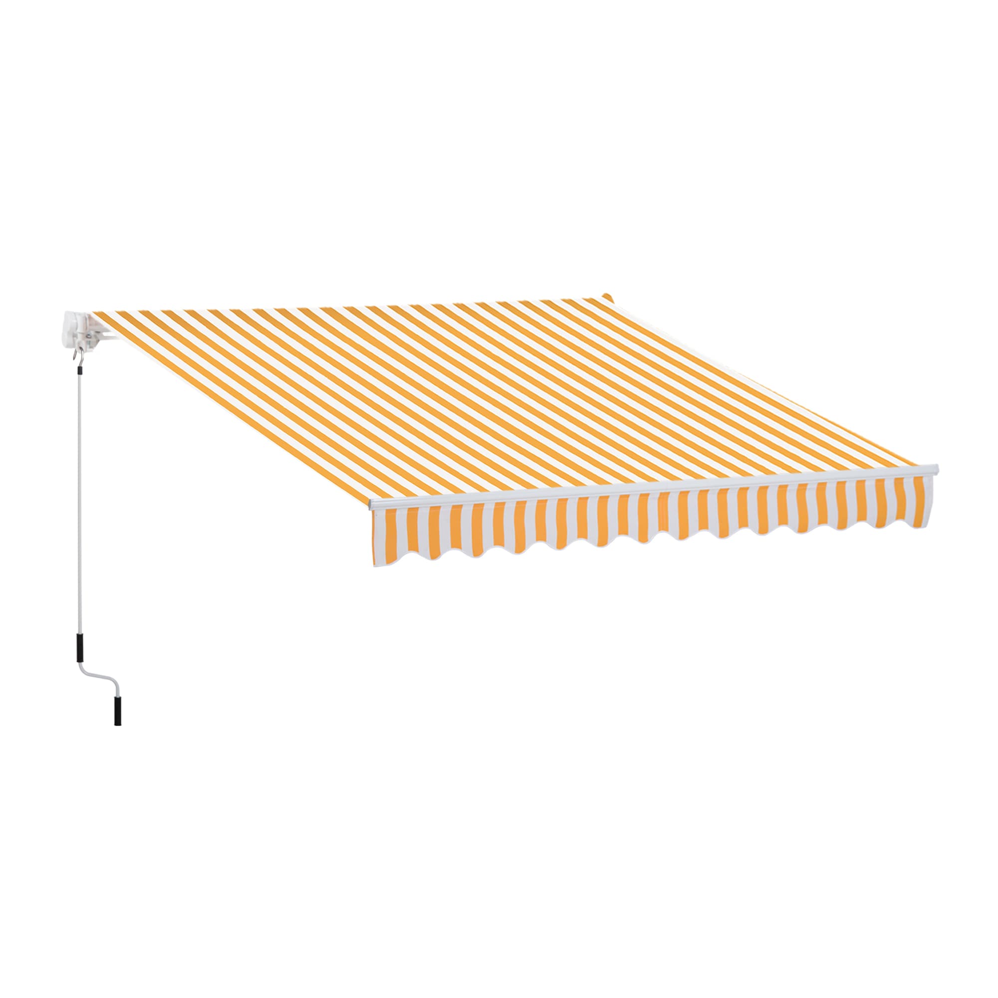 Outsunny Store banne Manuel rétractable Angle Réglable Aluminium Polyester imperméabilisé 3L x 2,5l m Orange Blanc rayé