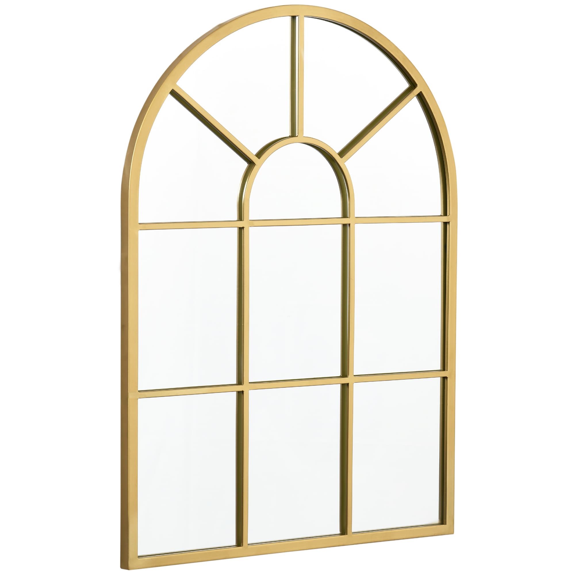 HOMCOM Miroir mural en métal cadre doré en forme de voûtée – 70 x 50 cm – décoration pour entrée ,chambre à coucher, salon