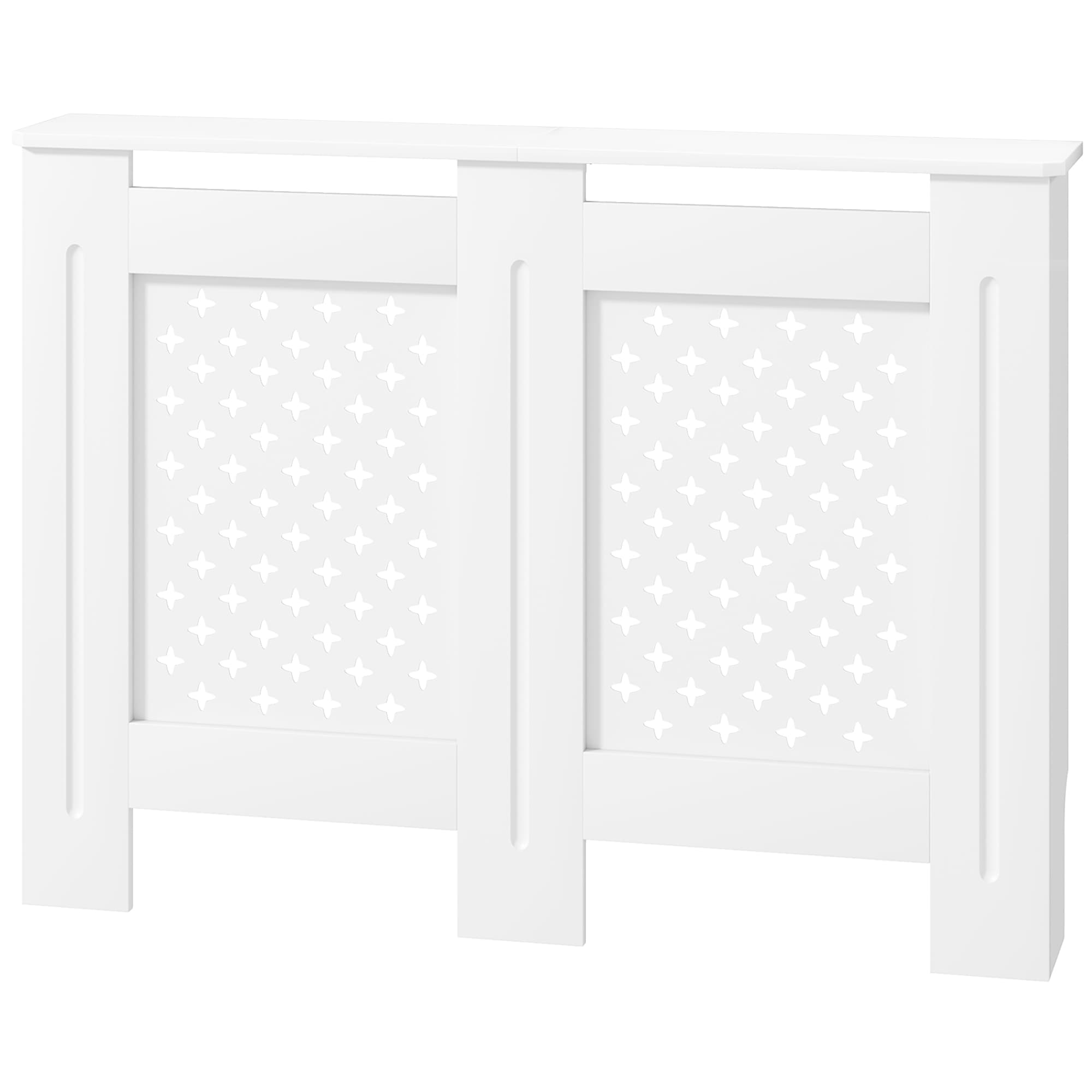 HOMCOM Couvercle de radiateur cache radiateur grille croisée pour salon chambre à coucher en bois 112l x 19P x 81,5H cm blanc