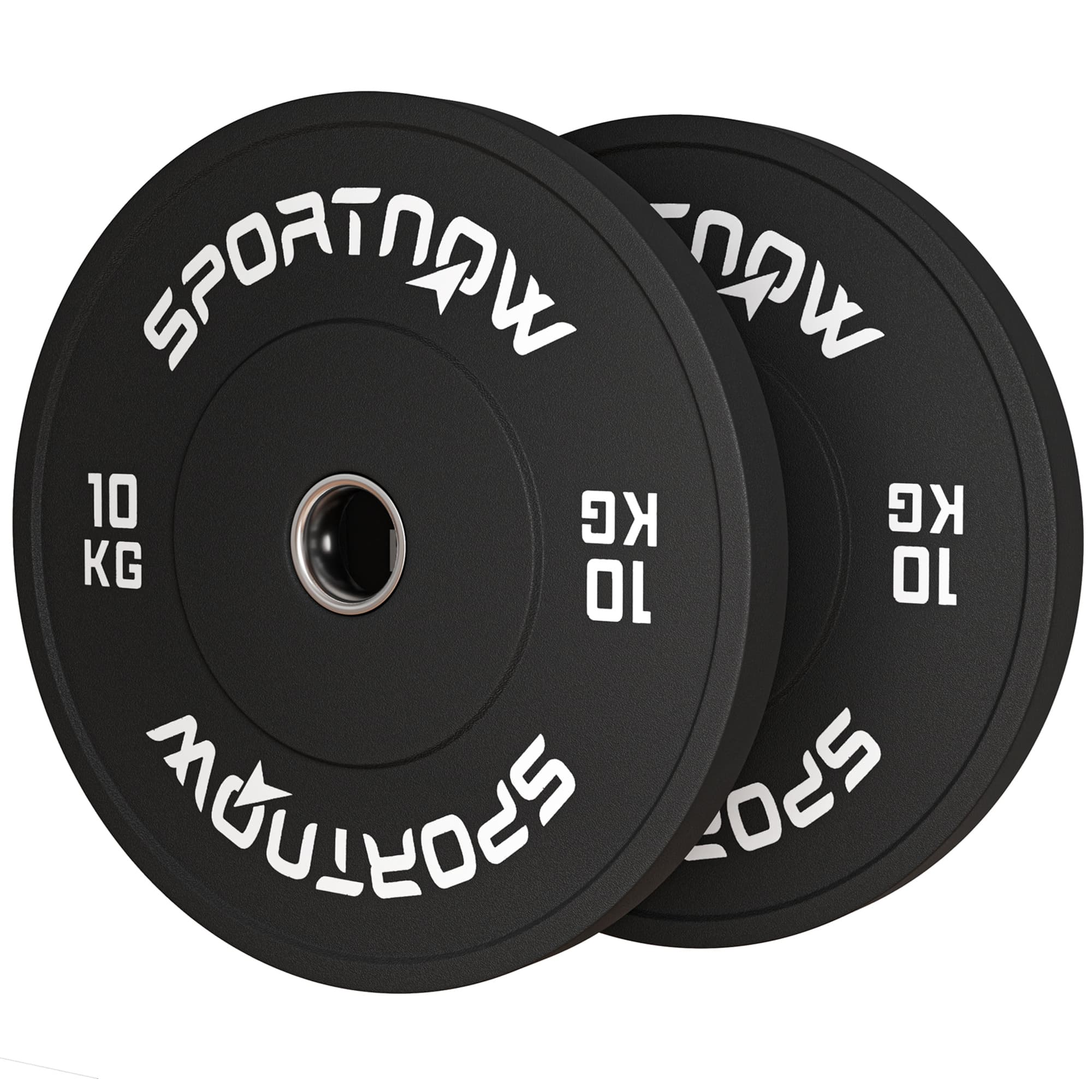 SPORTNOW Ensemble de disques de poids, 2 x 10 kg, caoutchouc, silencieux, Noir