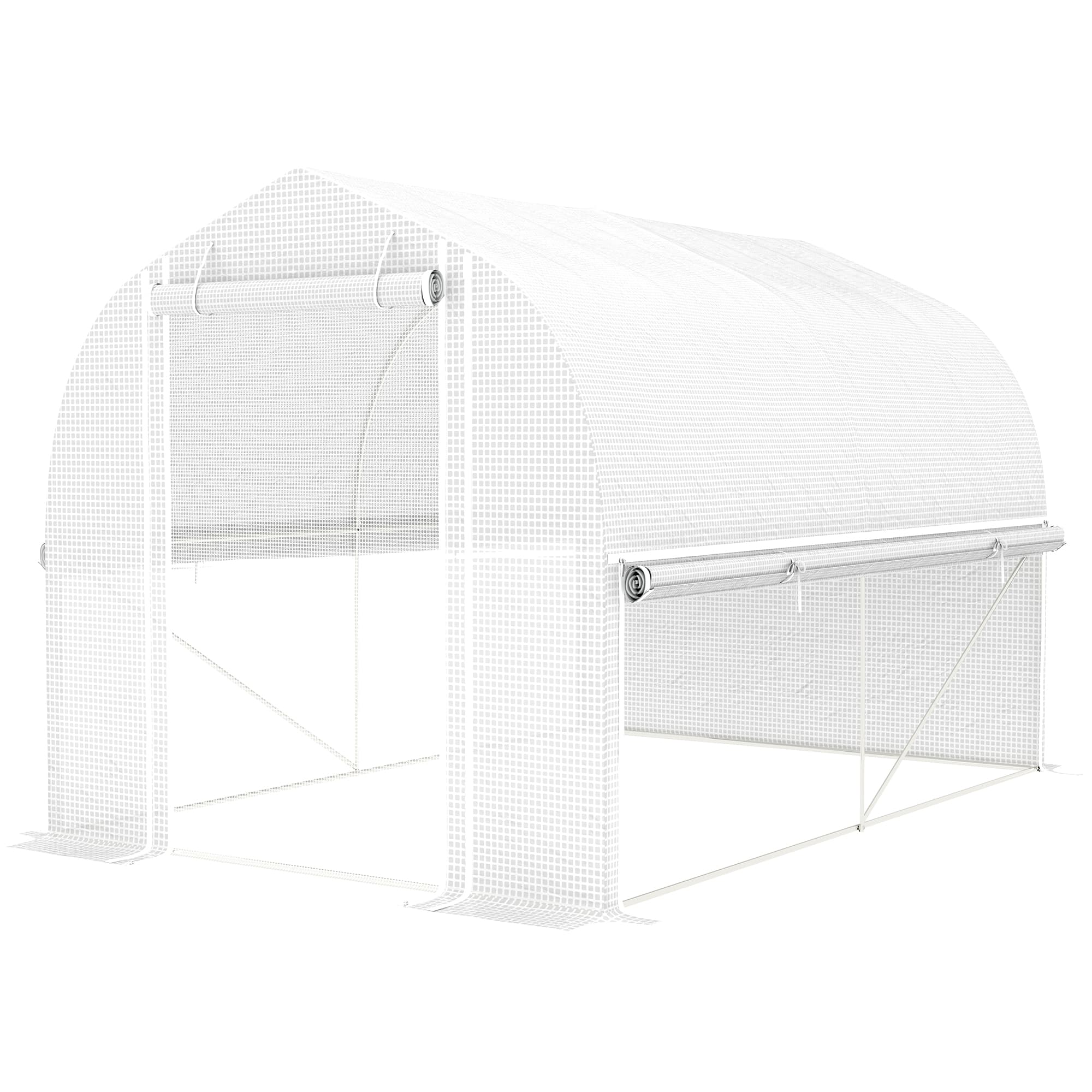 Outsunny Serre tunnel en polytunnel 3 x 2 x 2 m avec parois latérales à enrouler, couverture en plastique résistant aux UV et cadre en acier galvanisé, Blanc