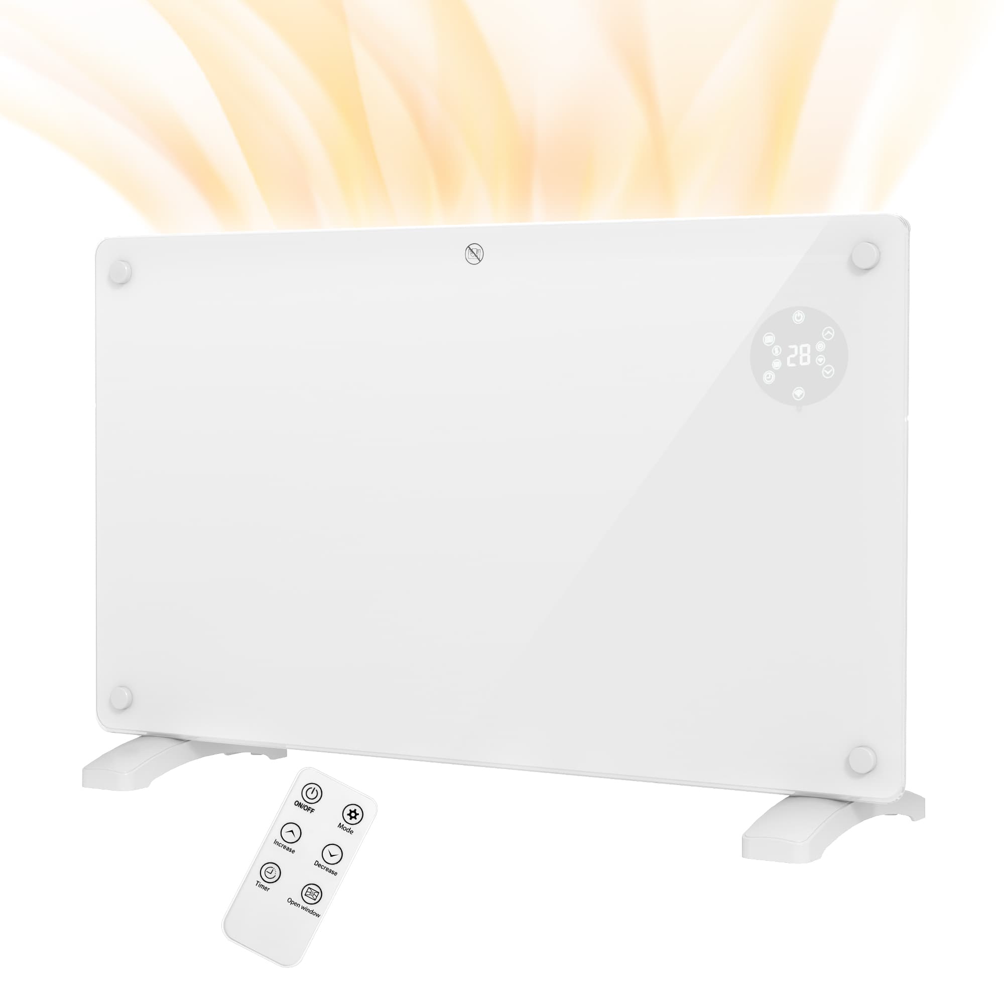 HOMCOM Radiateur électrique au sol ou mural 1500W affichage LED, minuterie 24 heures ou hebdomadaire, thermostat, télécommande