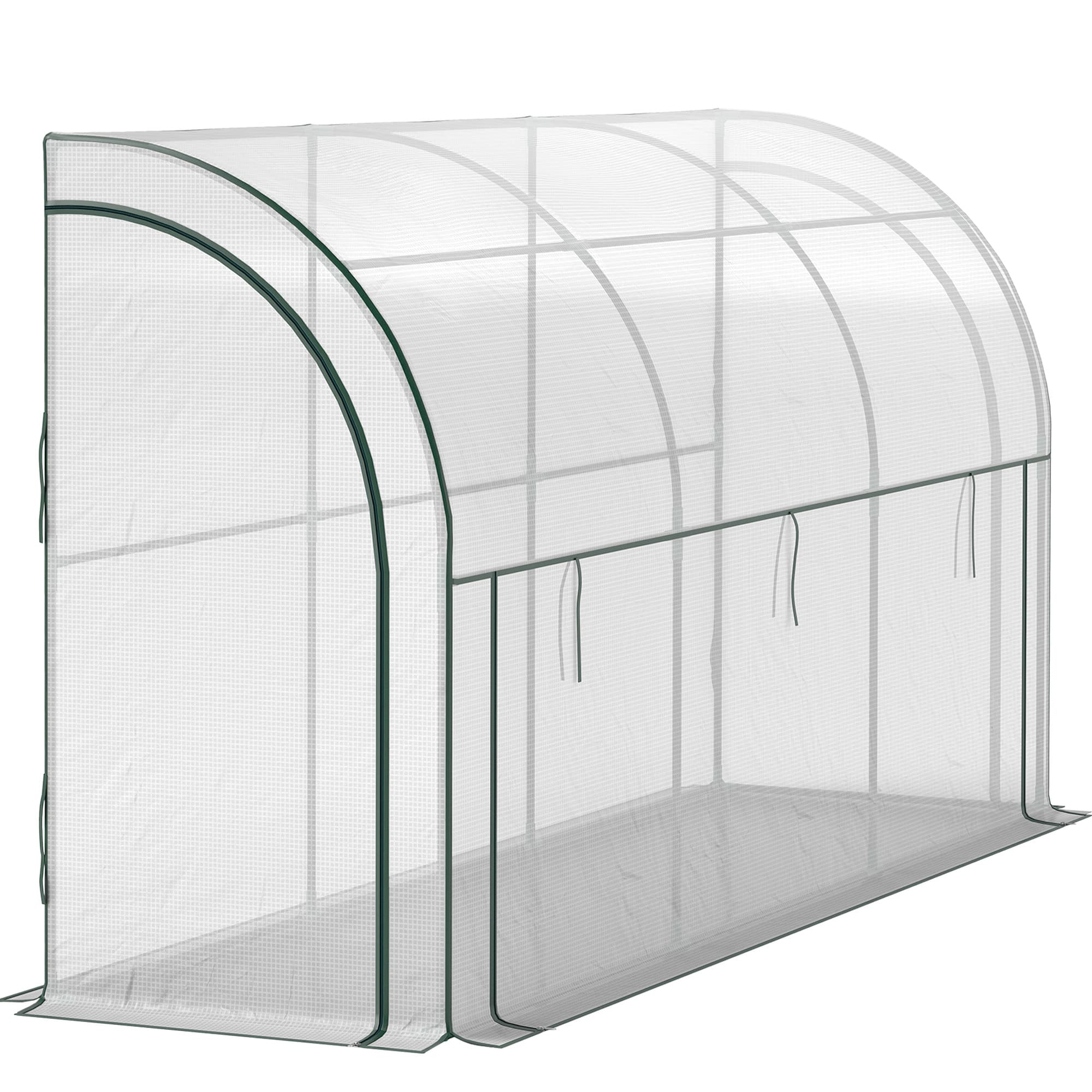 Outsunny Serre adossée au mur, Maison de plantes accessible, Film en plastique, 300 x 80 x 157 cm, Blanc