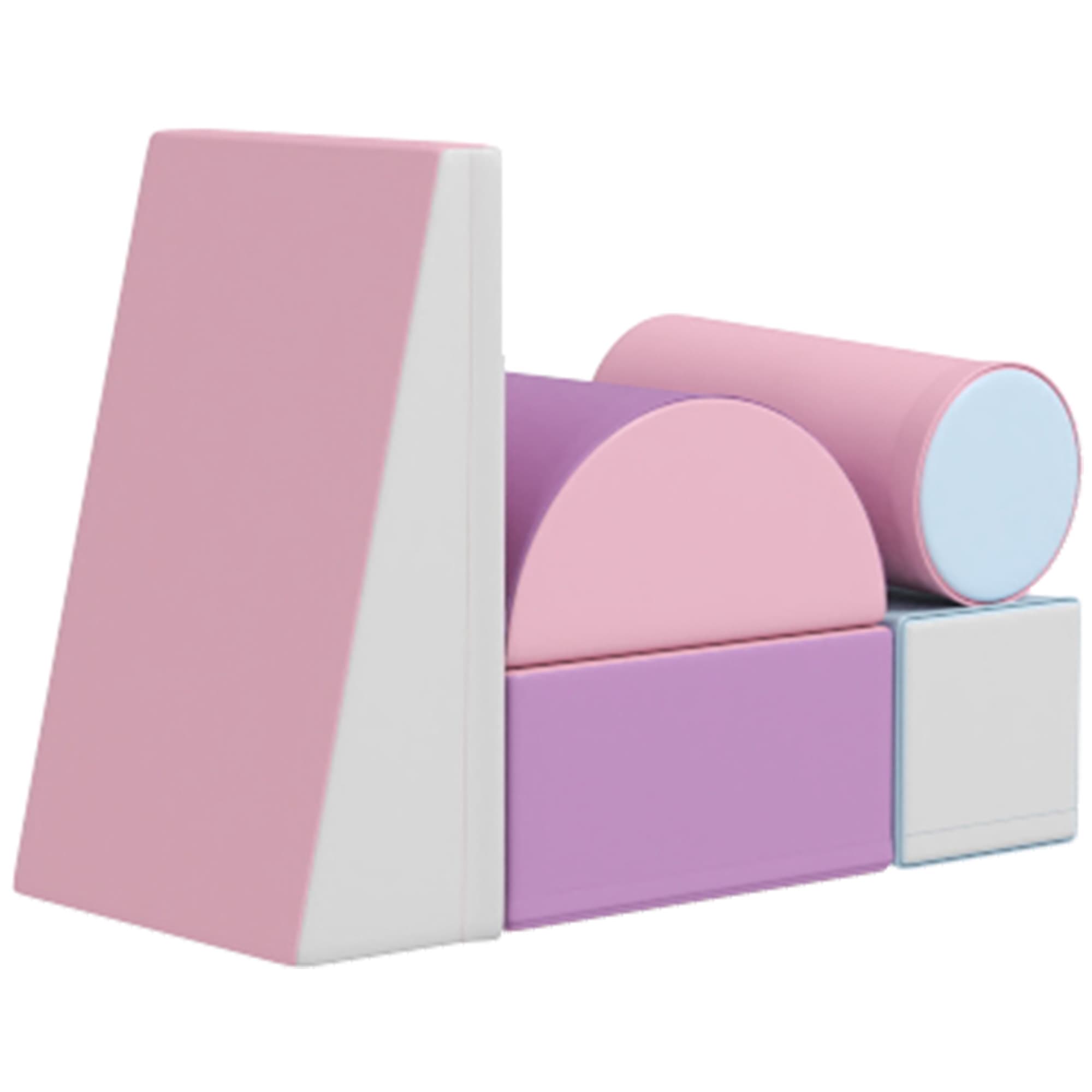 HOMCOM Blocs souples, ensemble de 5 blocs en mousse pour enfants de 1 à 3 ans, similicuir, Multicolore