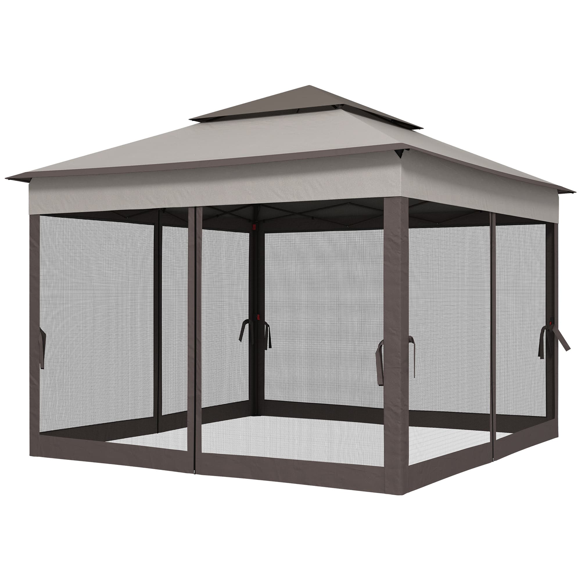 Outsunny Pavillon Pliant avec Parois Latérales Gris 3,25 x 3,25 x 2,7 m
