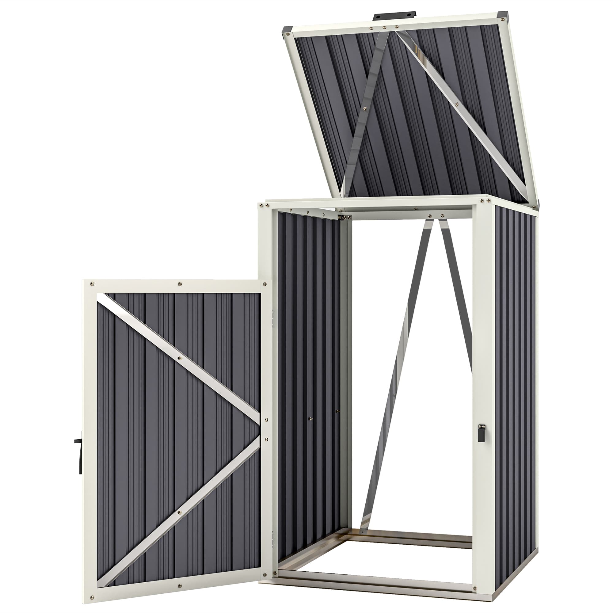 Outsunny Abri pour 1 poubelle 240L cache poubelle extérieur couvercle relevable 180° acier galvanisé 73 x 81 x 122 cm gris foncé