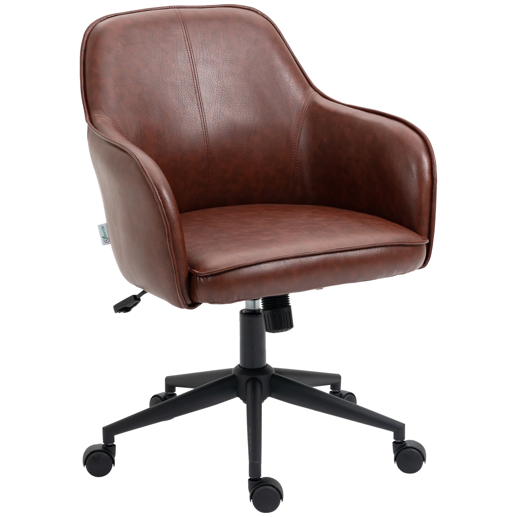 Vinsetto Chaise de bureau, réglable en hauteur, fonction pivotante, 58,5 cm x 62 cm x 91 cm, Braun