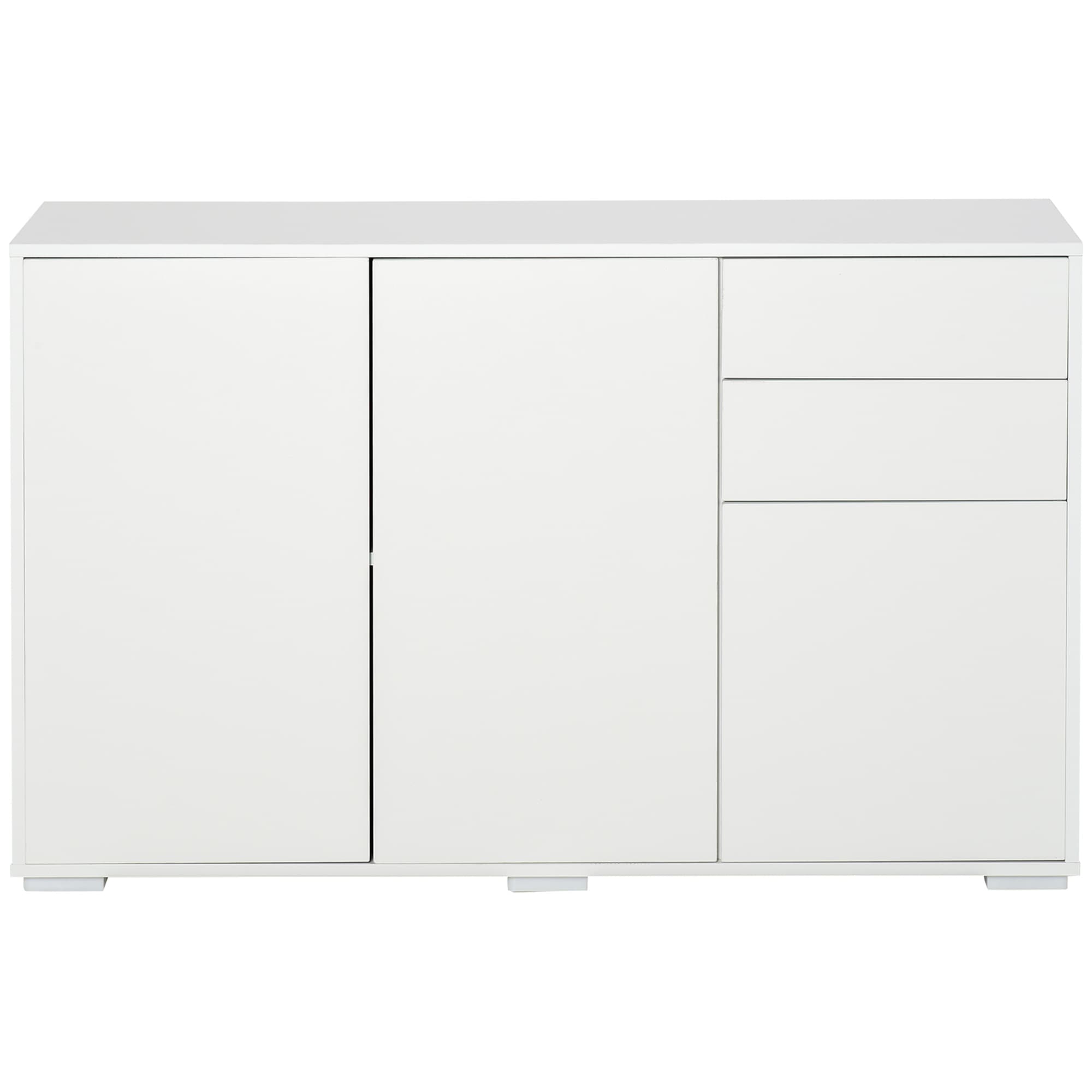 HOMCOM Buffet Commode Meuble, 2 Tiroirs, Push-Click, 117 cm x 36 cm x 74 cm, Blanc