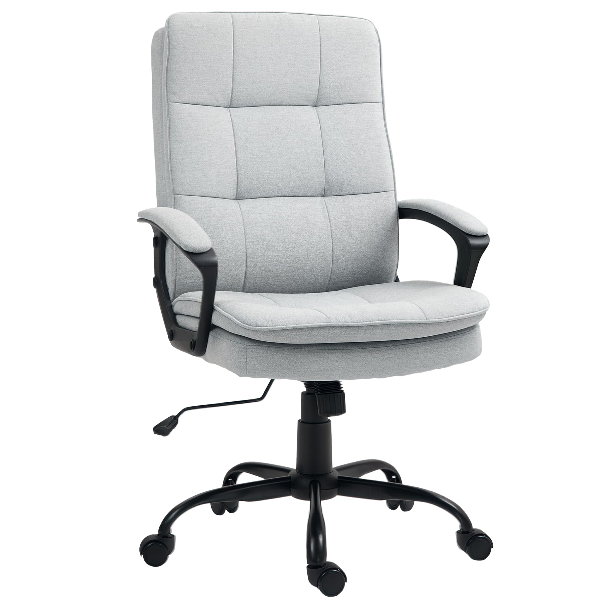 HOMCOM Chaise de bureau, Chaise de bureau, Fonction bascule, réglable en hauteur, jusqu'à 120 kg, Gris