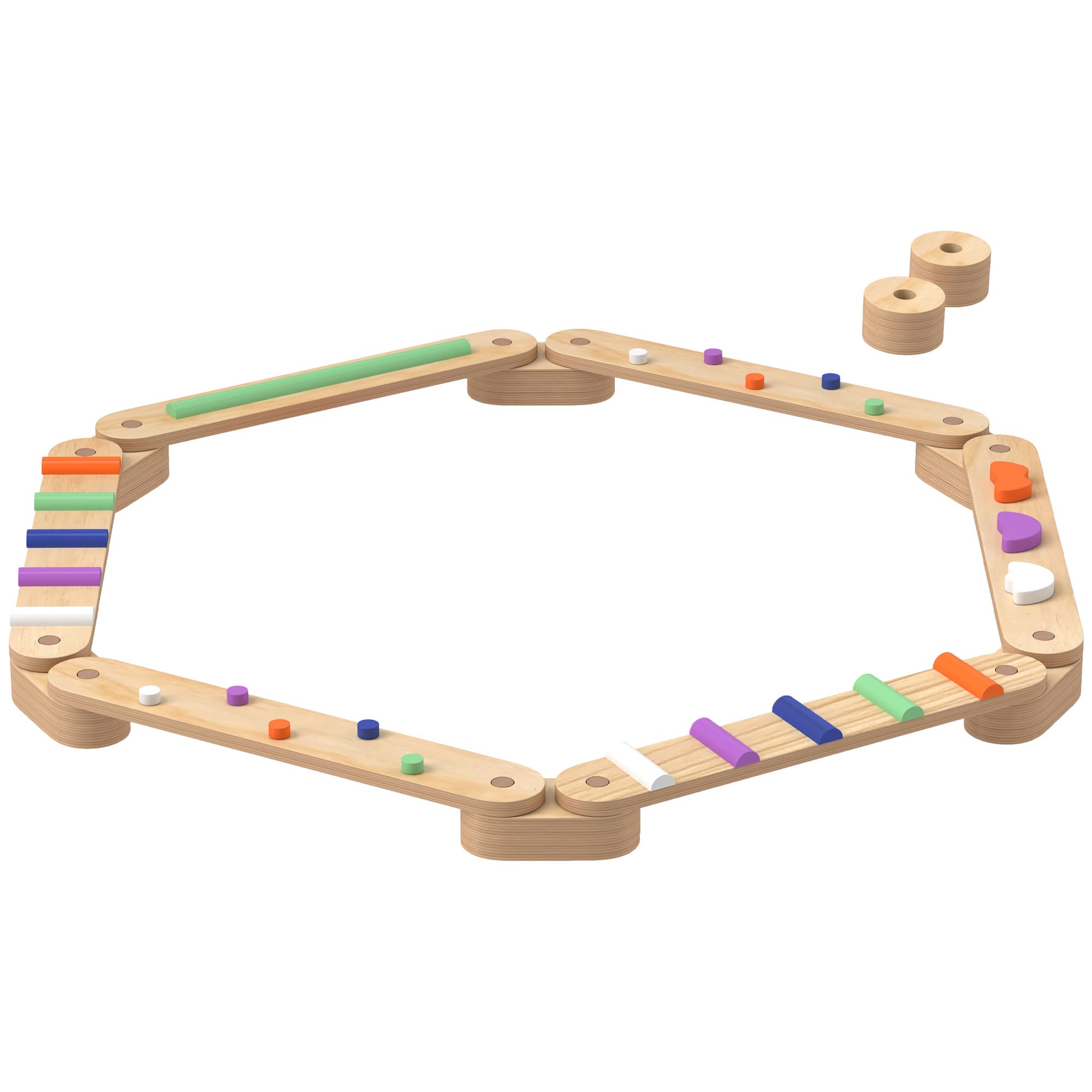 AIYAPLAY Poutre d'équilibre en bois pour enfants 3-8 ans avec pierres d'obstacle colorées, intérieur et extérieur
