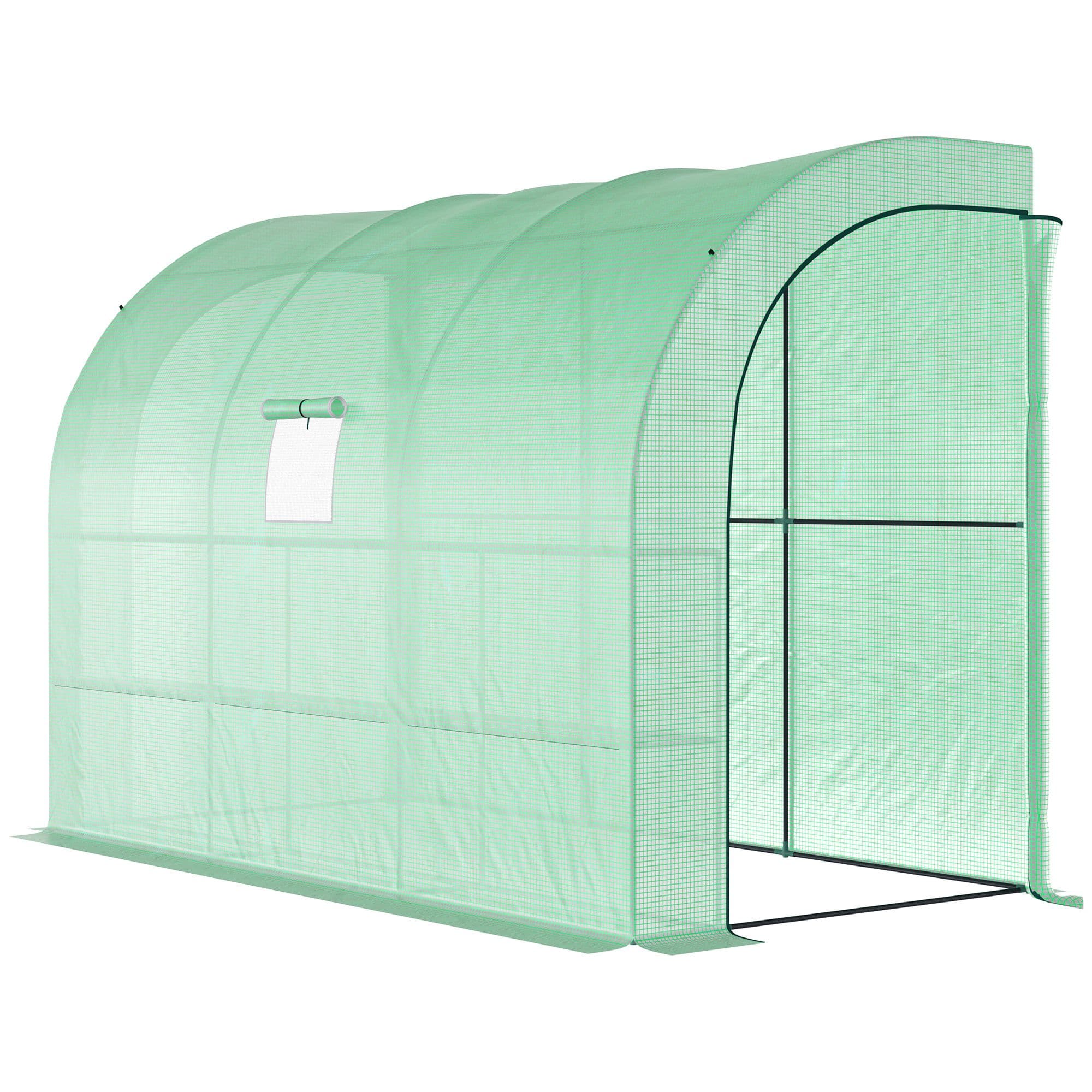 Outsunny Serre, Serre de jardin avec couverture en plastique, résistant aux UV, 3 niveaux, portes à glissière, Vert