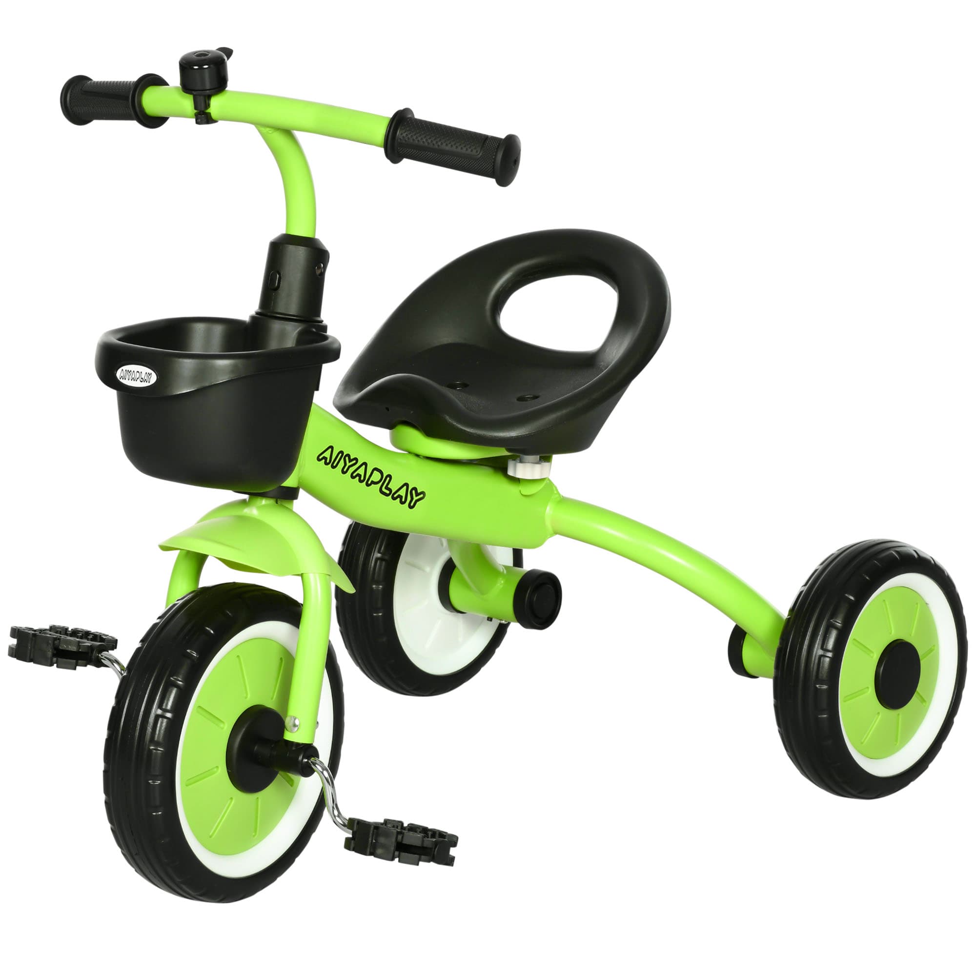 AIYAPLAY Tricycle enfants avec sonnette et panier selle réglable avec dossier - pour enfant de 2 à 5 ans vert