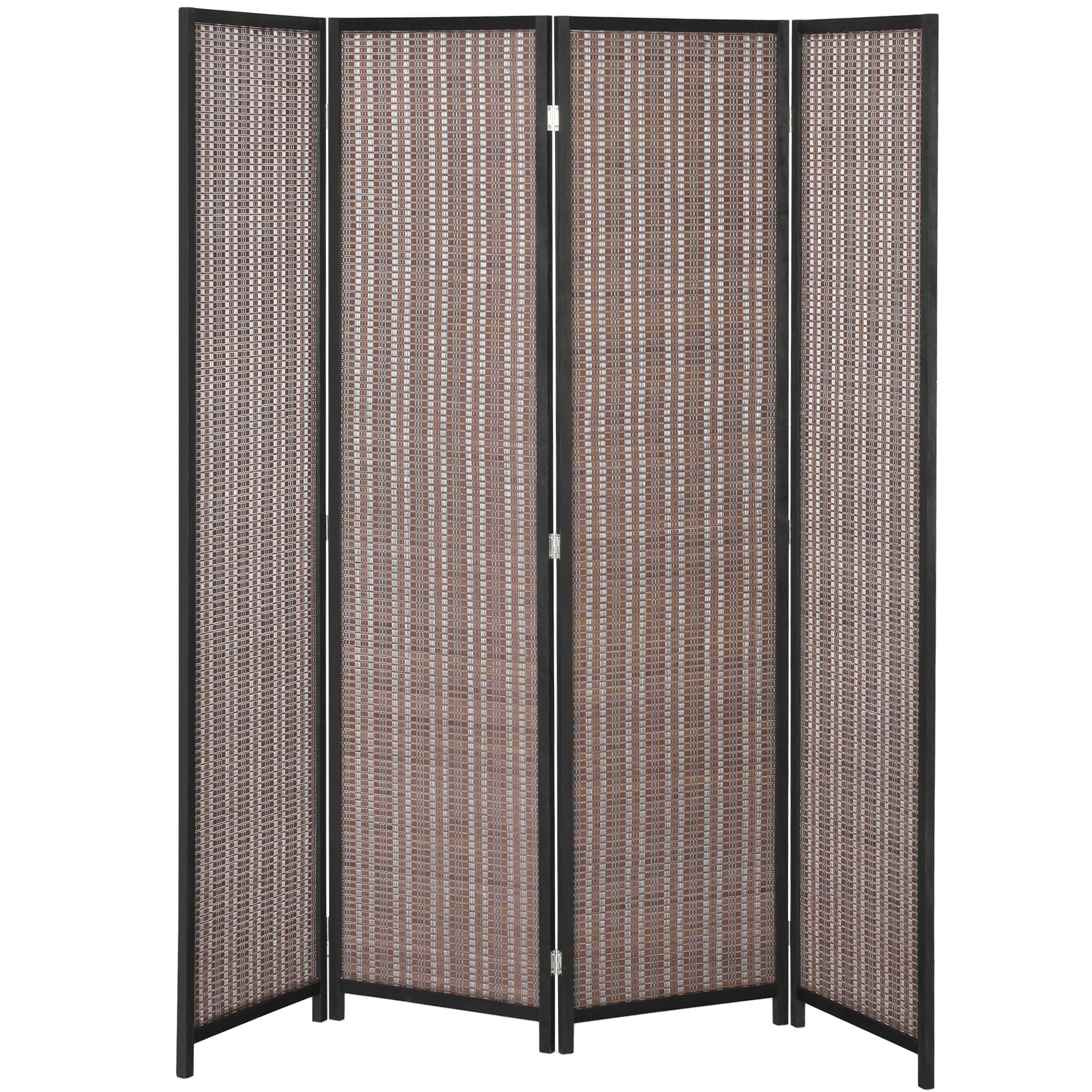 HOMCOM Paravent en bois séparateur de pièce closion de séparation pliable 4 panneaux 180 x 180 cm marron