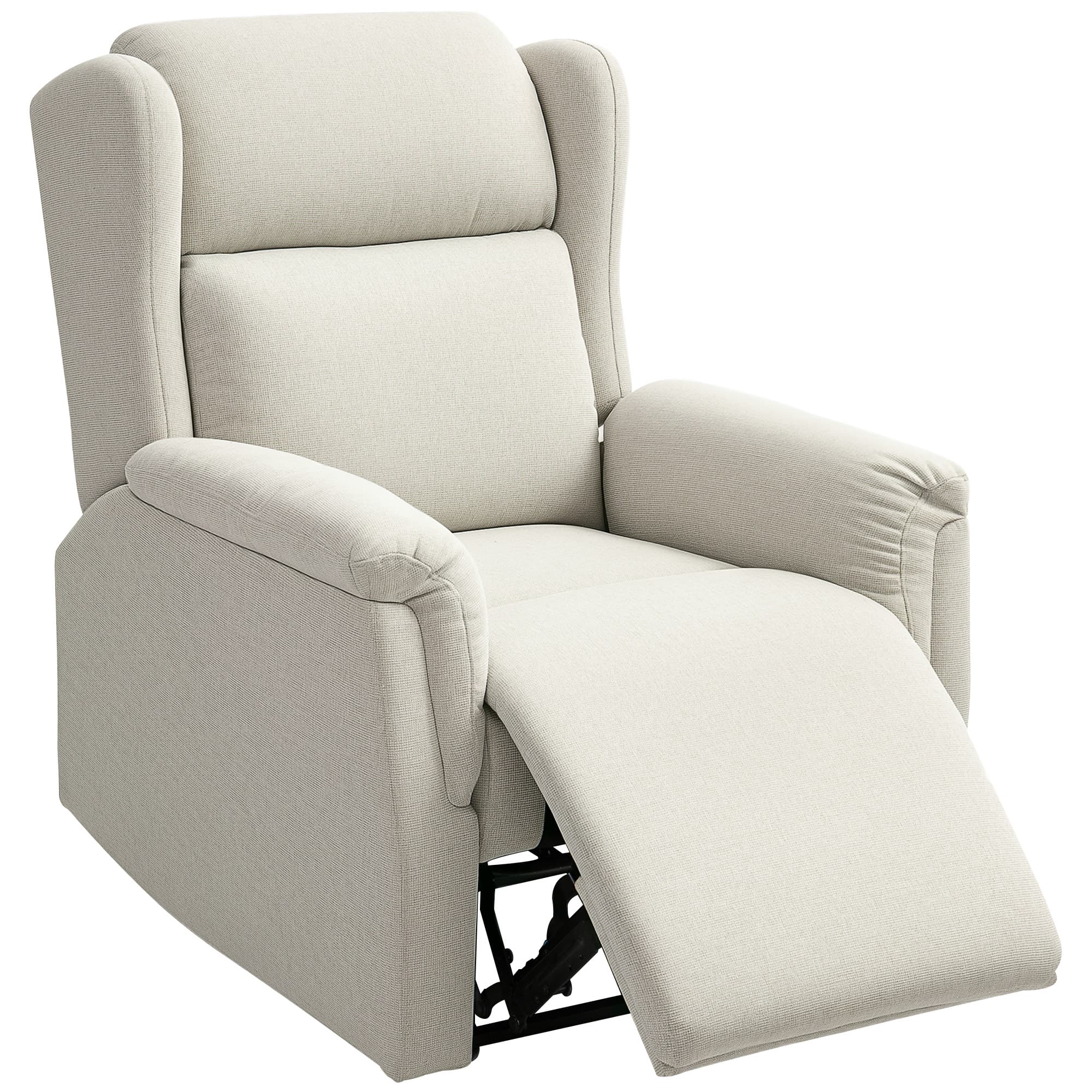 HOMCOM Fauteuil de relaxation, Fauteuil rembourré ajustable avec repose-pieds, inclinable à 160°, Aspect lin, Assemblage rapide, Beige