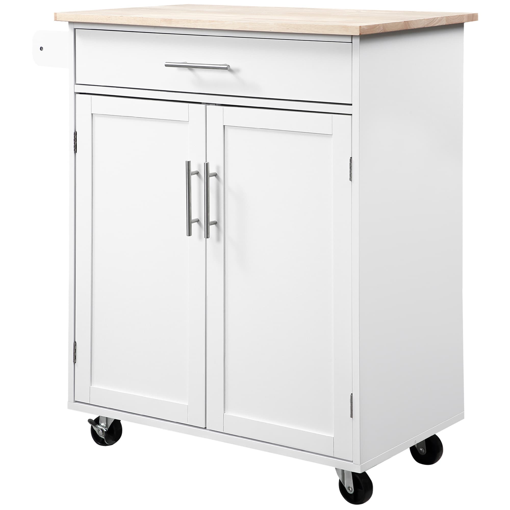 HOMCOM Desserte de cuisine sur roulettes chariot de service Ilot de cuisine avec tiroir de placard et porte-torchons - blanc
