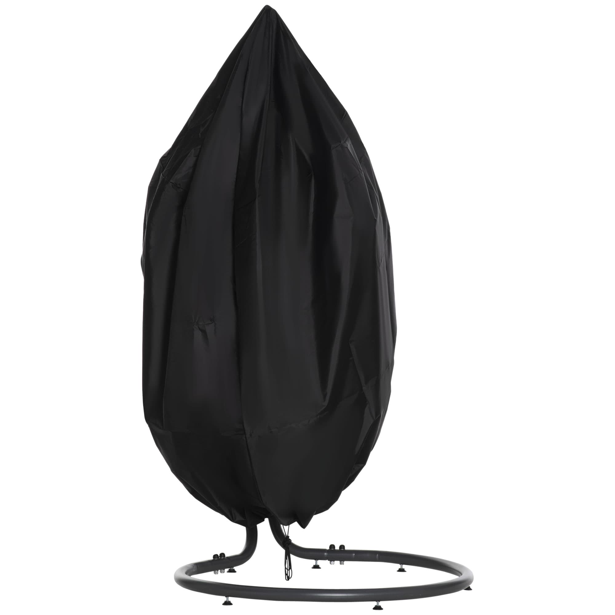 Outsunny Housse de chaise suspendue housse de chaise d'œufs tissu Oxford 210D avec fermeture éclair Ø 115 x 190 cm noir