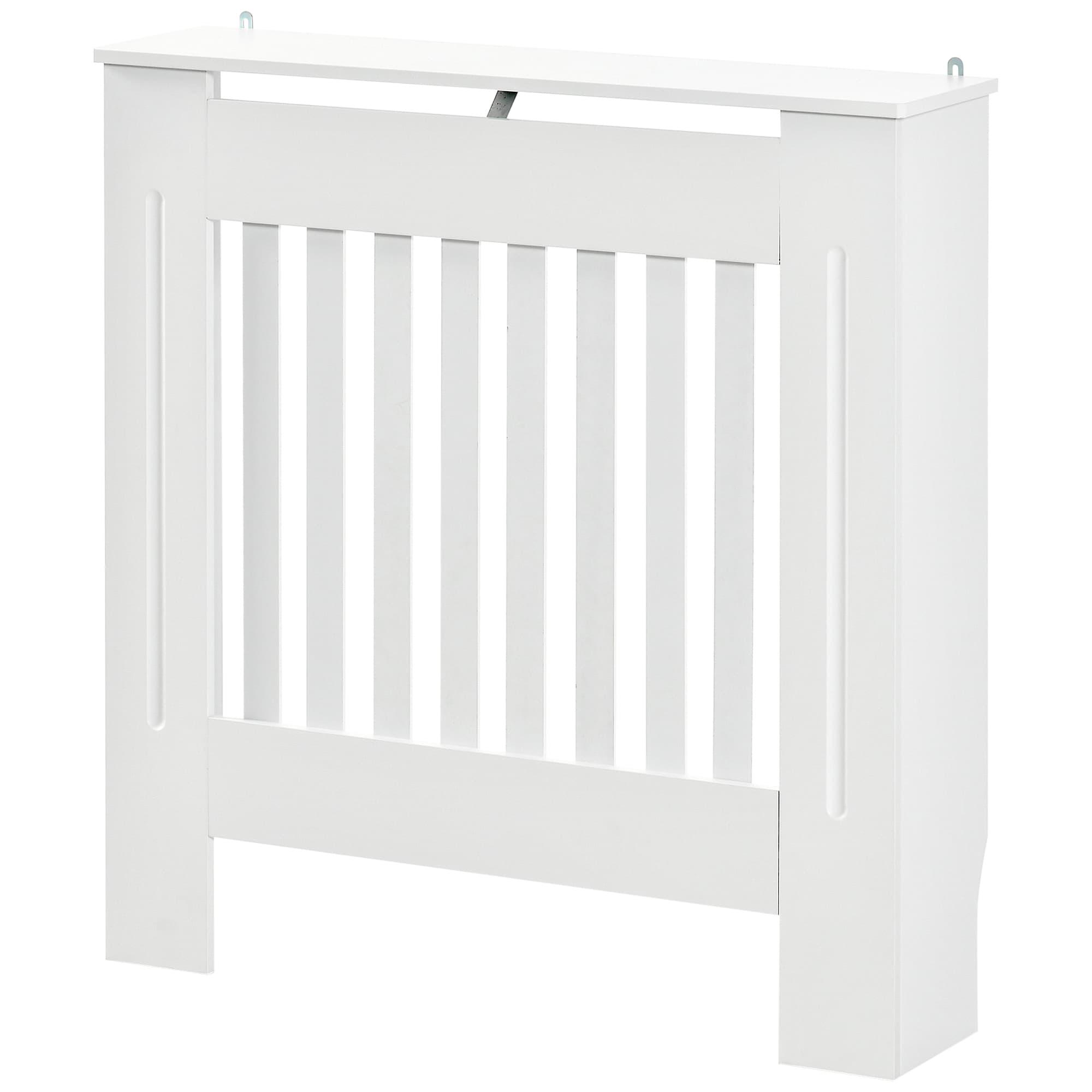 HOMCOM Cache-radiateur couverture radiateur grille d'aération verticale à lattes 78L x 19l x 81H cm en bois Blanc