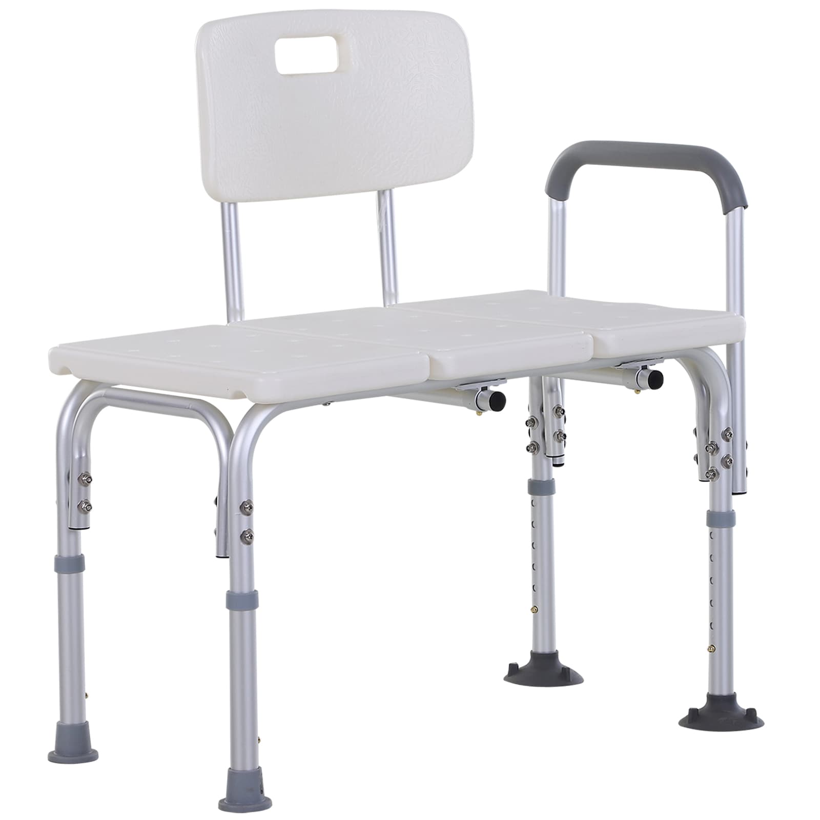 HOMCOM tabouret de douche chaise de bain, avec patins antidérapants, assise rembourrée confortable, 74x53x80-92cm blanc Aosom France
