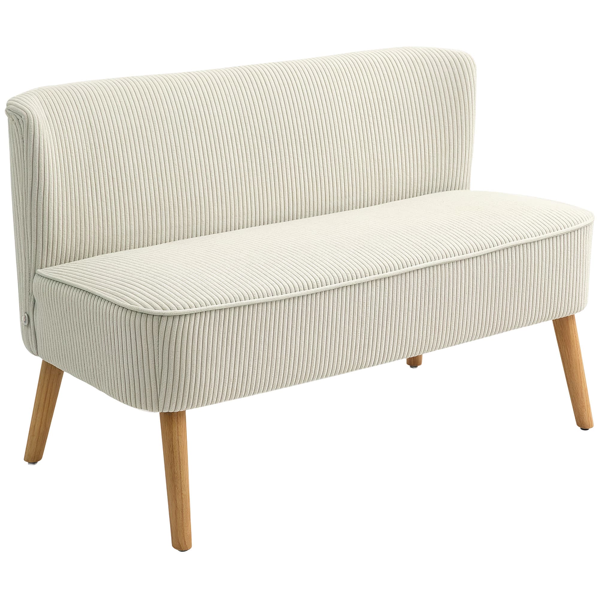 HOMCOM Canapé 2 Places, Rembourrage Moelleux, Revêtement Facile à Entretenir, Supporte Jusqu'à 150 kg, 117 x 56,5 x 77 cm, Blanc Crème
