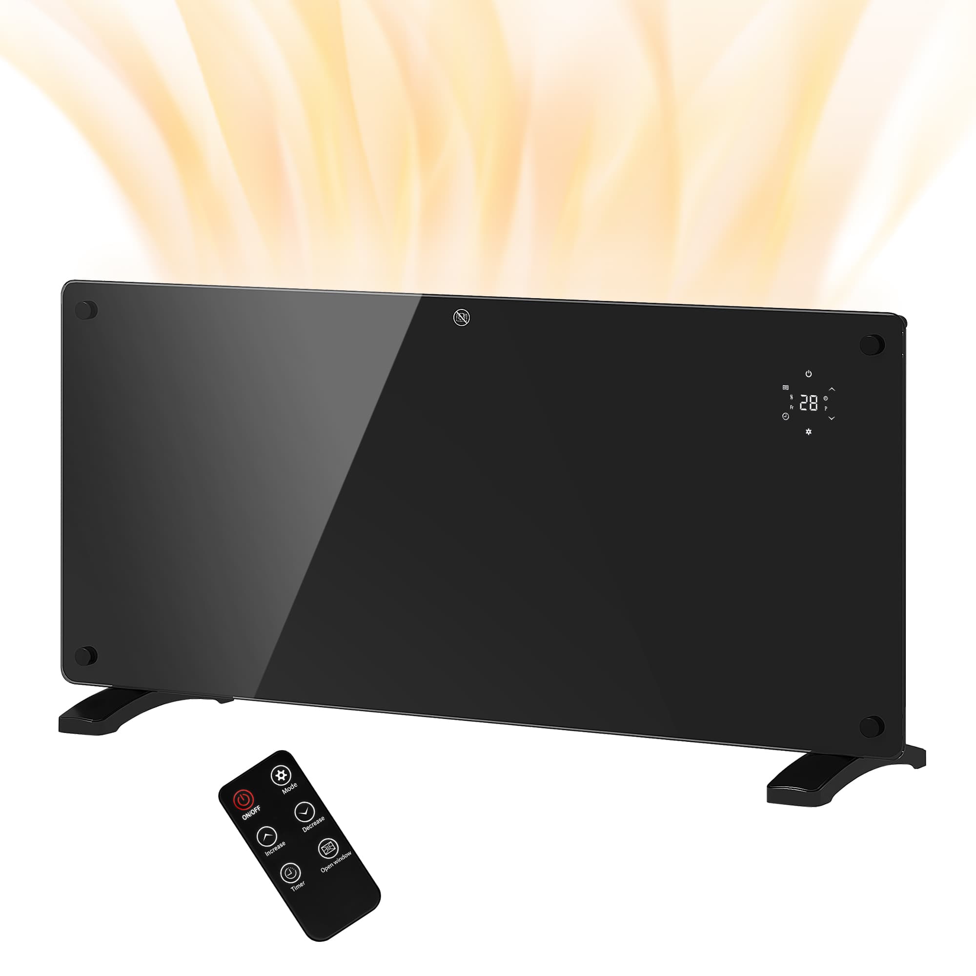 HOMCOM Radiateur électrique au sol ou mural 2000W affichage LED, minuterie 24 heures ou hebdomadaire, thermostat, télécommande