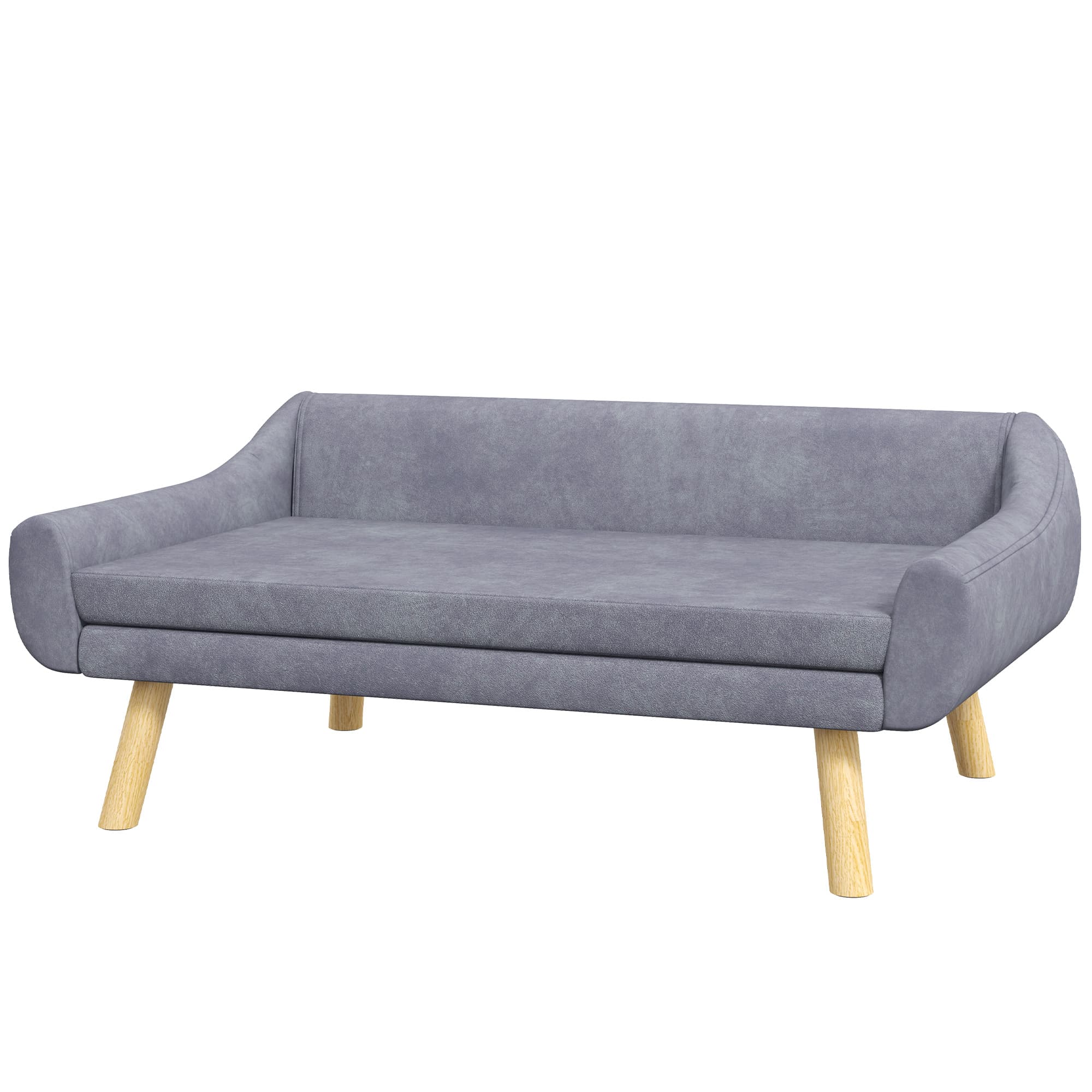 PawHut Canapé pour chien design scandinave coussin moelleux amovible tissu aspect velours pieds bois massif