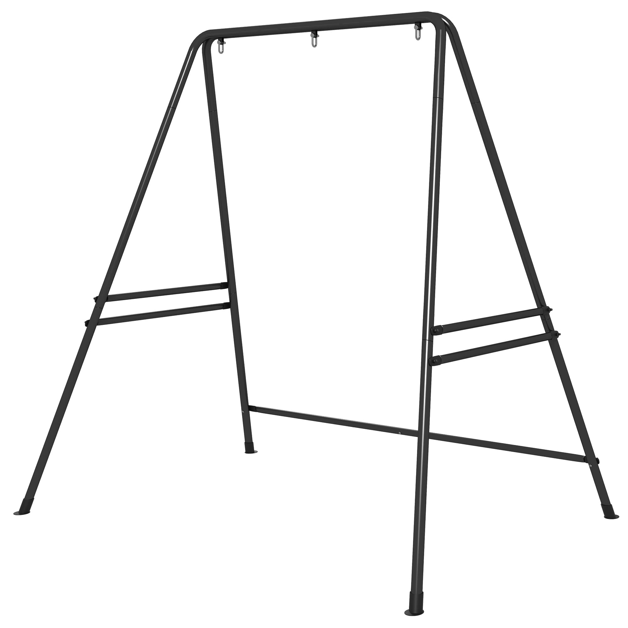 Outsunny Support de fauteuil suspendu robuste et résistant aux intempéries, intérieur et extérieur, jusqu'à 150 kg, en acier, 178 x 143 x 180 cm, Noir